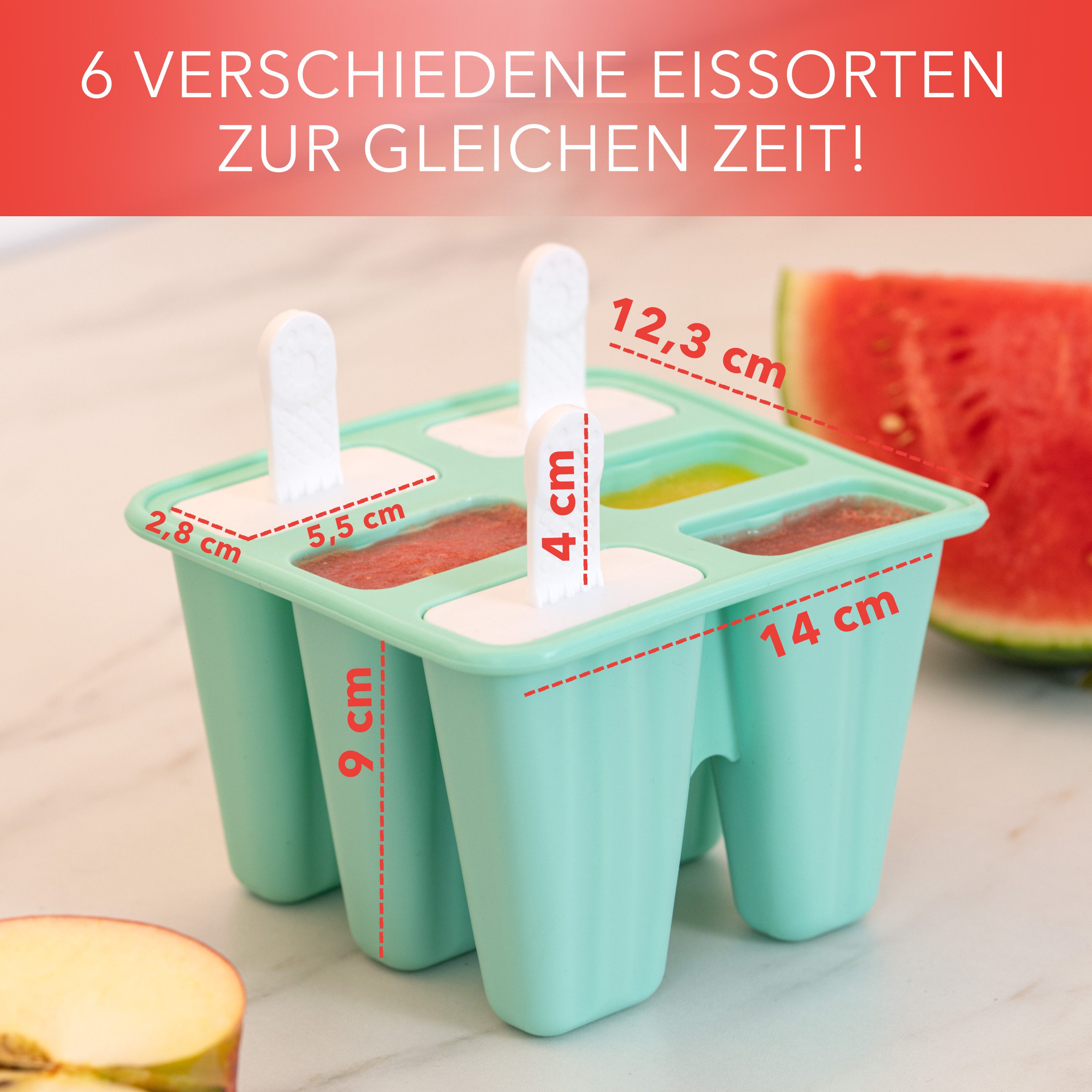 AVANA Eisform Silikon Eis am Stiel Formen 6 Stück Wassereis Eiscreme Eislutscher, BPA-frei, Wiederverwendbar