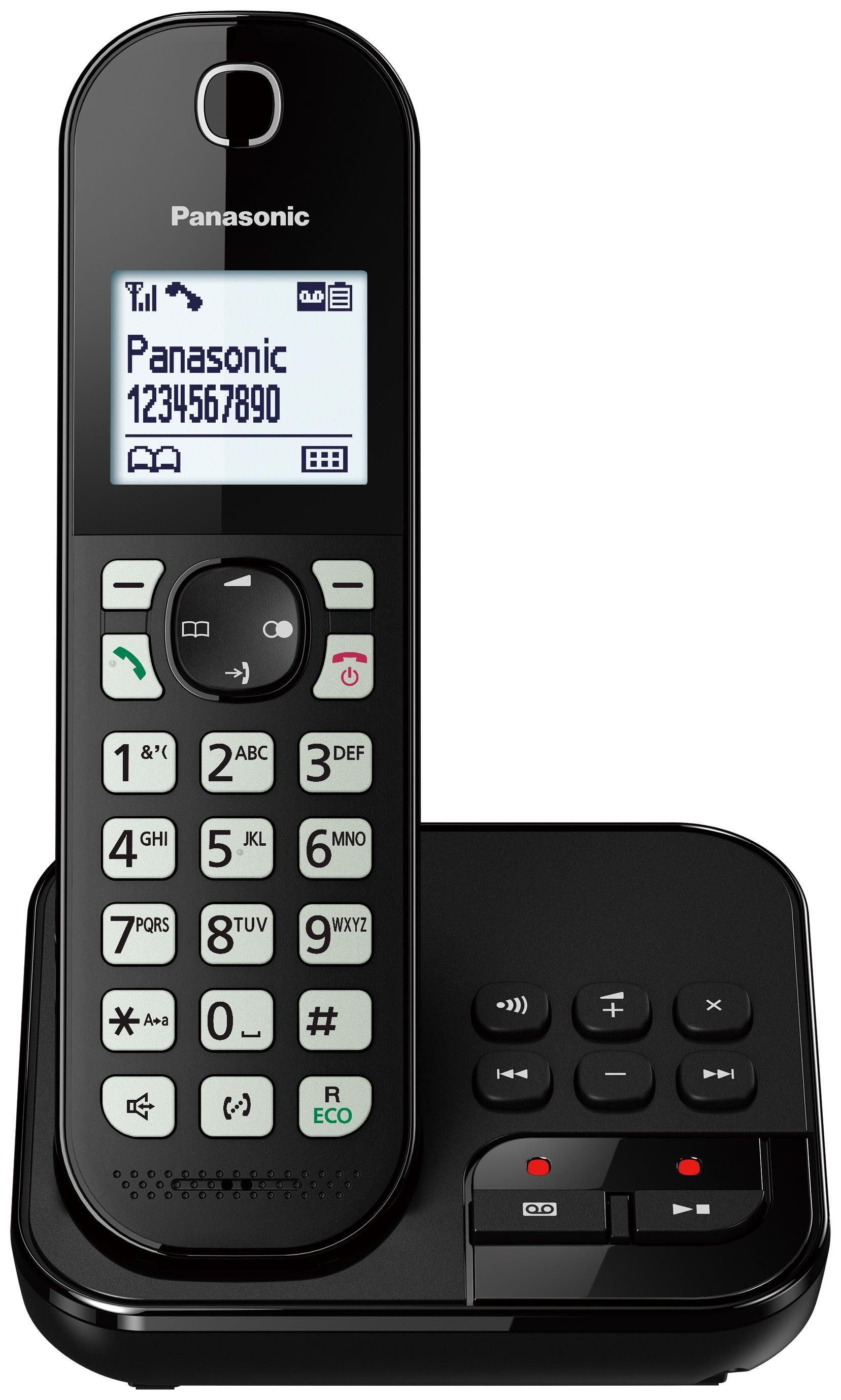 Panasonic KX-TGC 460GB Schnurloses DECT-Telefon (Mobilteile: 1, Schnurloses- Telefon, Anrufbeantworter, Extra Freisprechtaste), Kontrastreiches 4,1 cm  großes Display mit weißer Hintergrundbeleuchtung