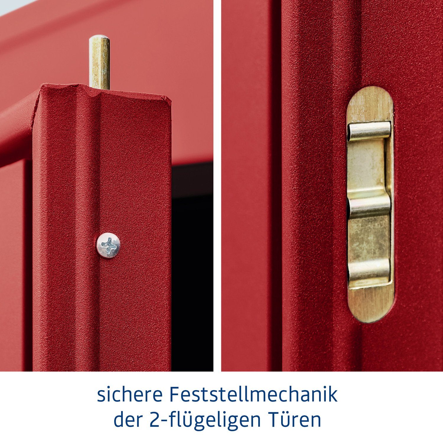 2-flüglige Typ mit Metall-Gerätehaus Trend Hörmann Pultdach 3, Ecostar purpurrot Gerätehaus Tür