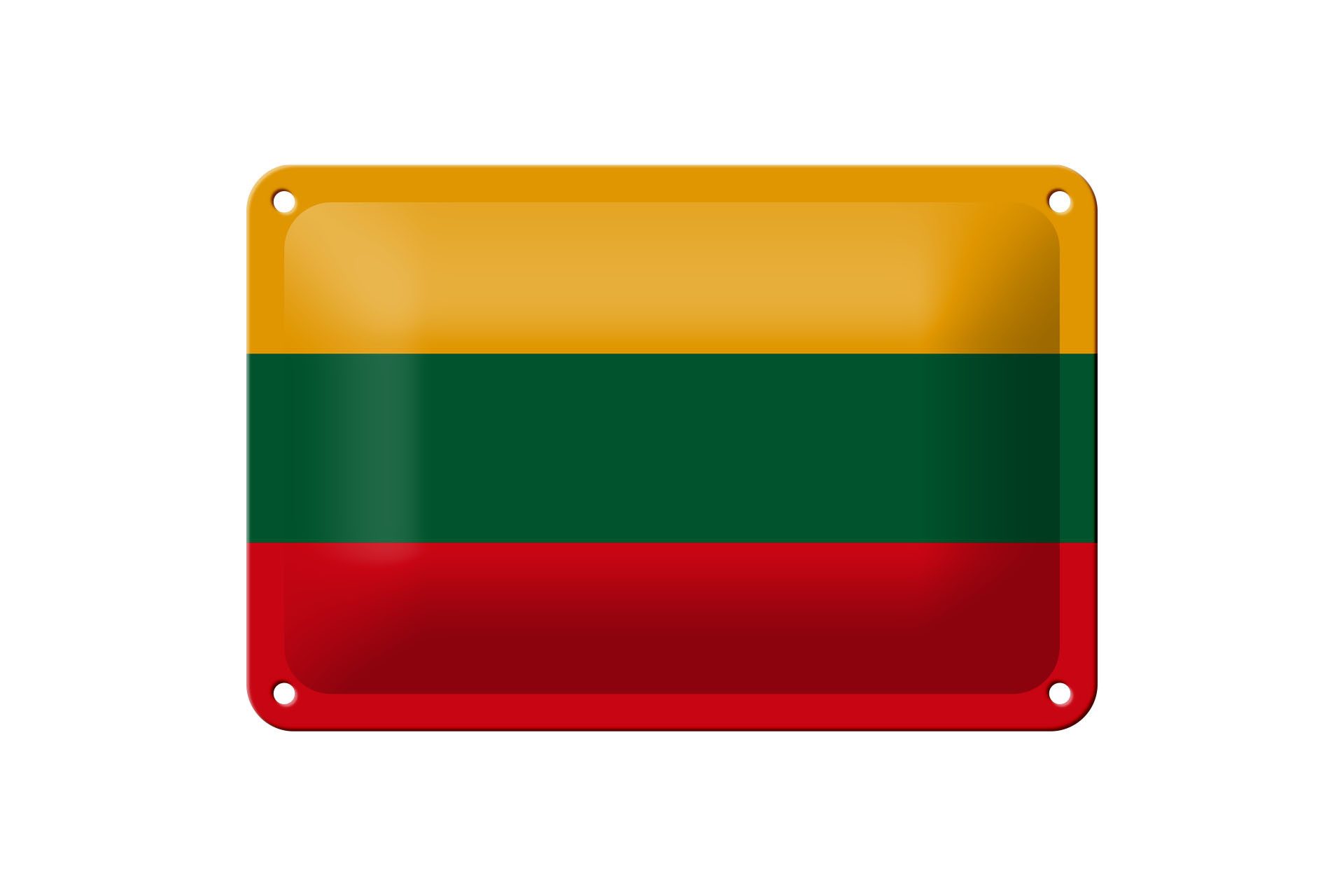 Femer GmbH Metallschild Flagge Litauens 18x12cm Flag of Lithuania, (1 St), gewölbte Oberfläche, abgerundete Ecken, umgeschlagene Kanten