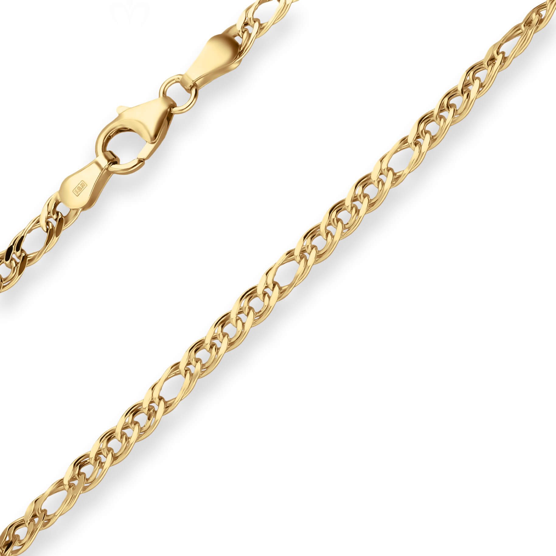 Schmuck Krone Goldkette 3mm Panzerkette hohl aus 585 Gelbgold 45cm, Gold 585