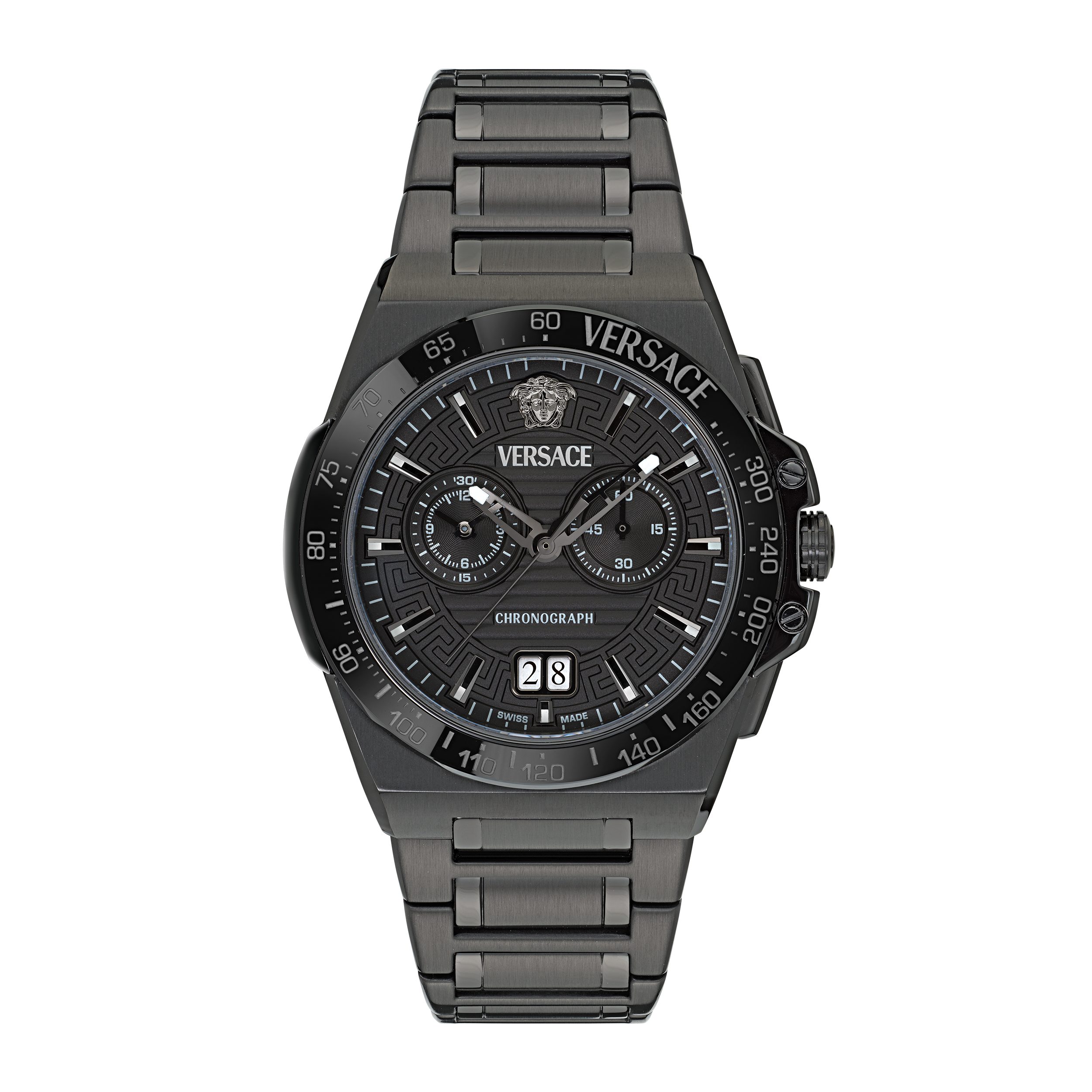 Versace Chronograph GRECA REACTION VE5N00526, Quarzuhr, Armbanduhr, Herrenuhr, Swiss Made, Edelstahlarmband, analog