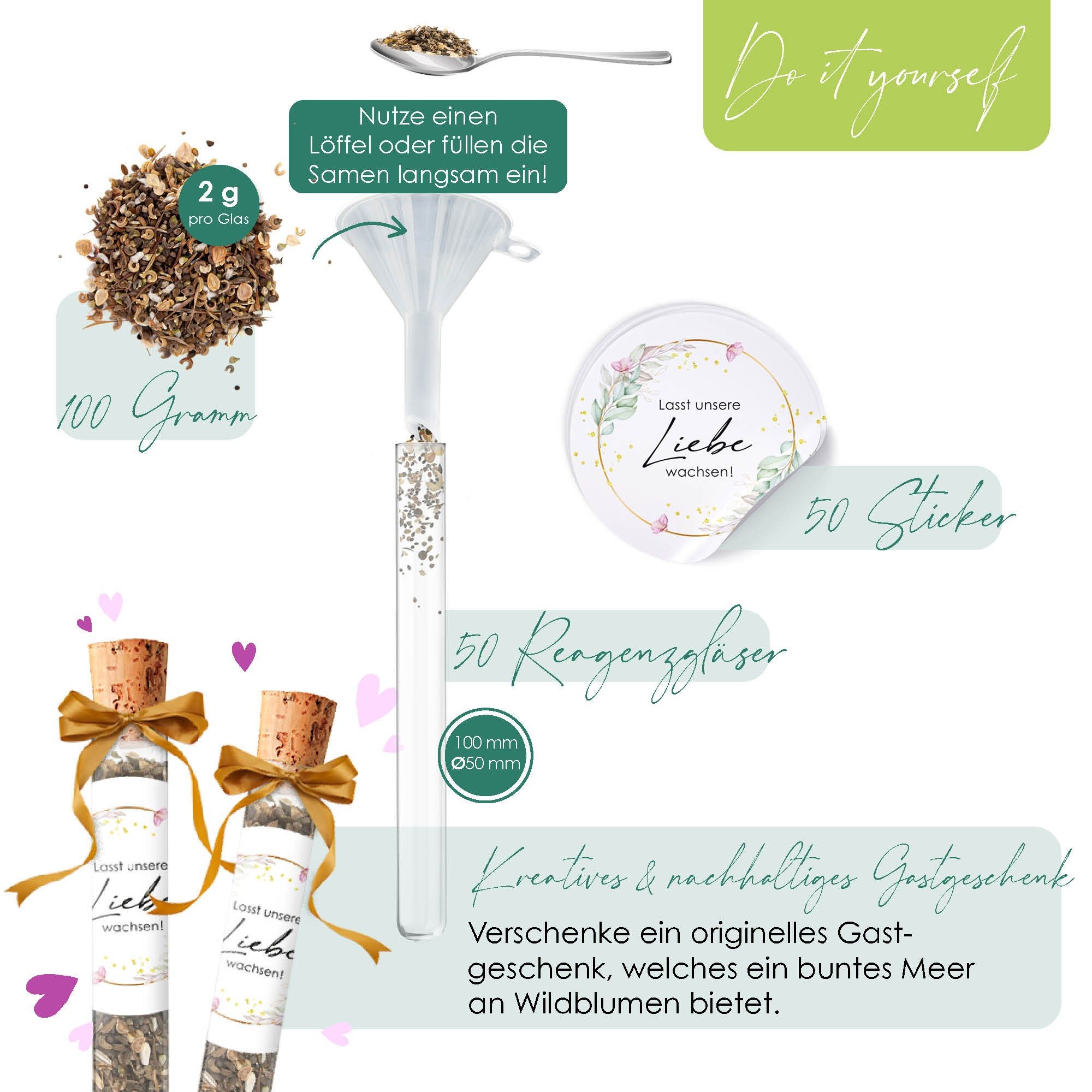 Bienenmagnet Blumensamen Reagenzgläser mit Blumensamen als Gastgeschenke zu günstig online kaufen