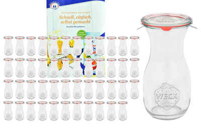 MamboCat Einmachglas 48er Set Weck Gläser 290ml Saftflasche Glasdeckel Einkochringe Klammer, Glas