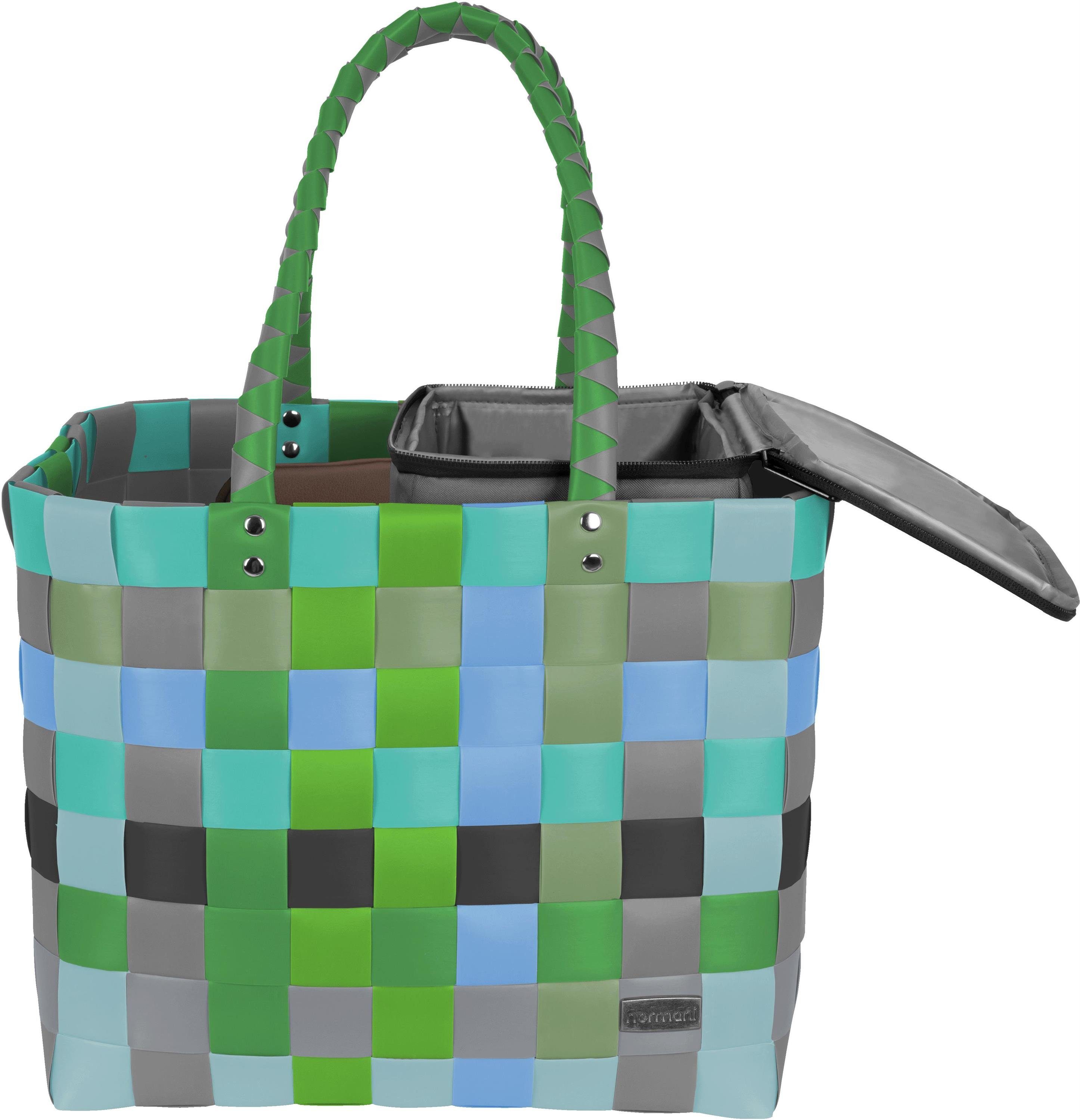 normani Einkaufskorb Flechtkorb mit kleiner Kühltasche, 20 l, Einkaufskorb mit kleine Kühlbox