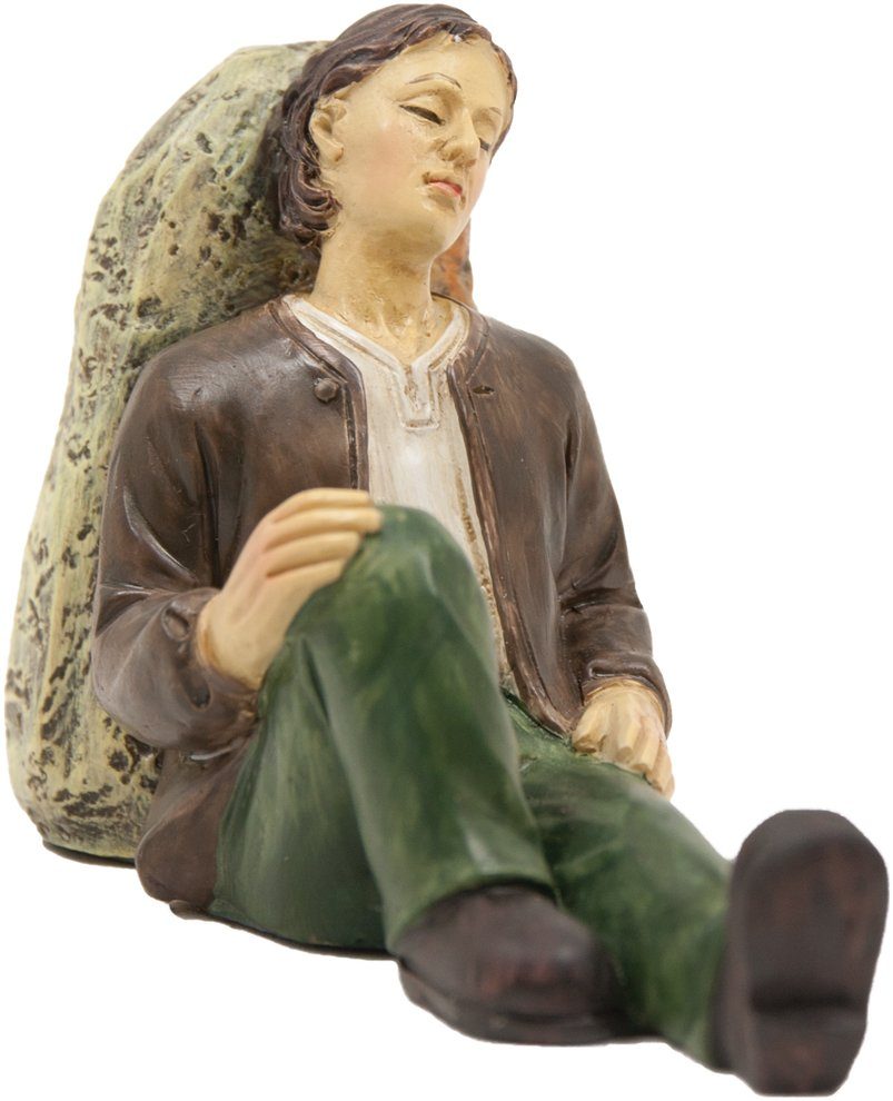 Dekoprojekt Krippenfigur Wanderer Sitzend - Weihnachtskrippe Figur 11cm Aus Polyresin