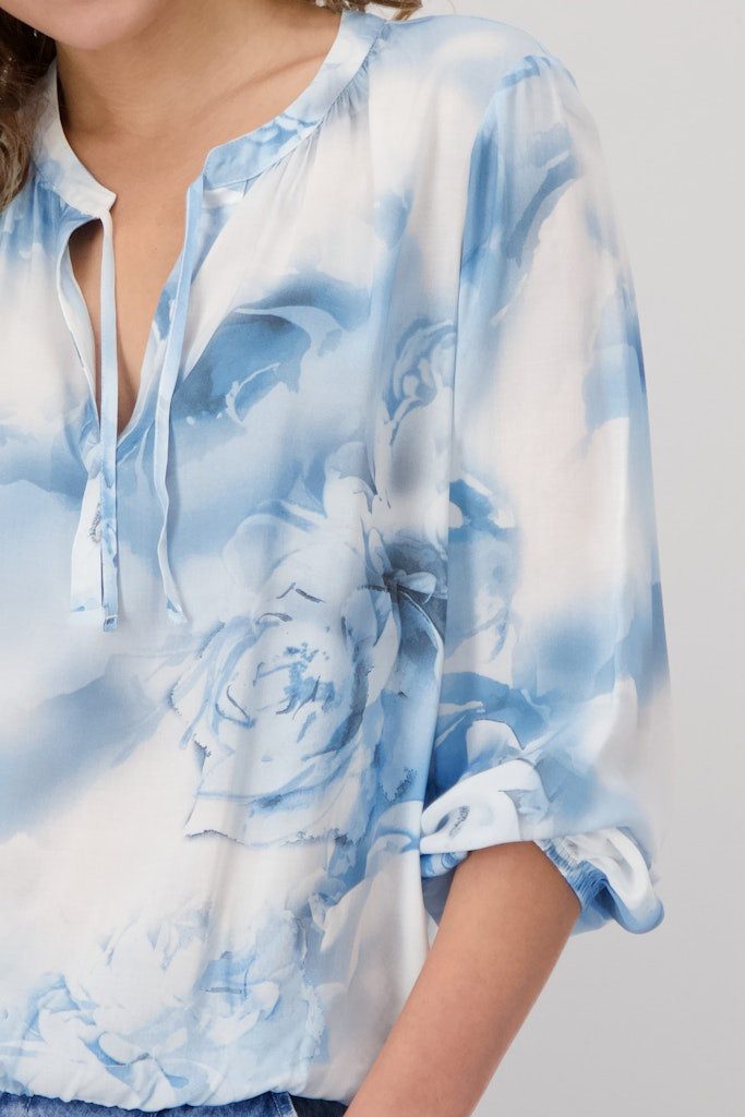 Monari Klassische Bluse Batikmuster Batikmuster in fließender Viskose