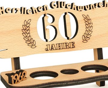 Brynnberg Schnapsglas 60. Hochzeitstag: Schnapsbank mit Jahreszahl Gravur, Deutsch 60 Holz