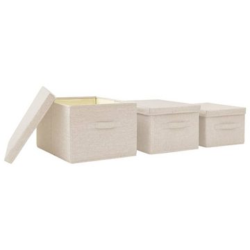 vidaXL Aufbewahrungsbox 3-tlg. Aufbewahrungsboxen-Set Stapelbar Stoff Creme (1 St)