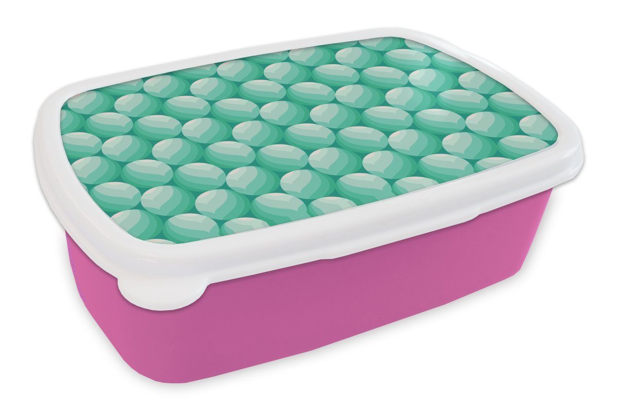 rosa Brotbox Kunststoff - für Minze Ball, Erwachsene, Lunchbox - Kinder, Kunststoff, MuchoWow Mädchen, Snackbox, Brotdose Gestaltung (2-tlg),