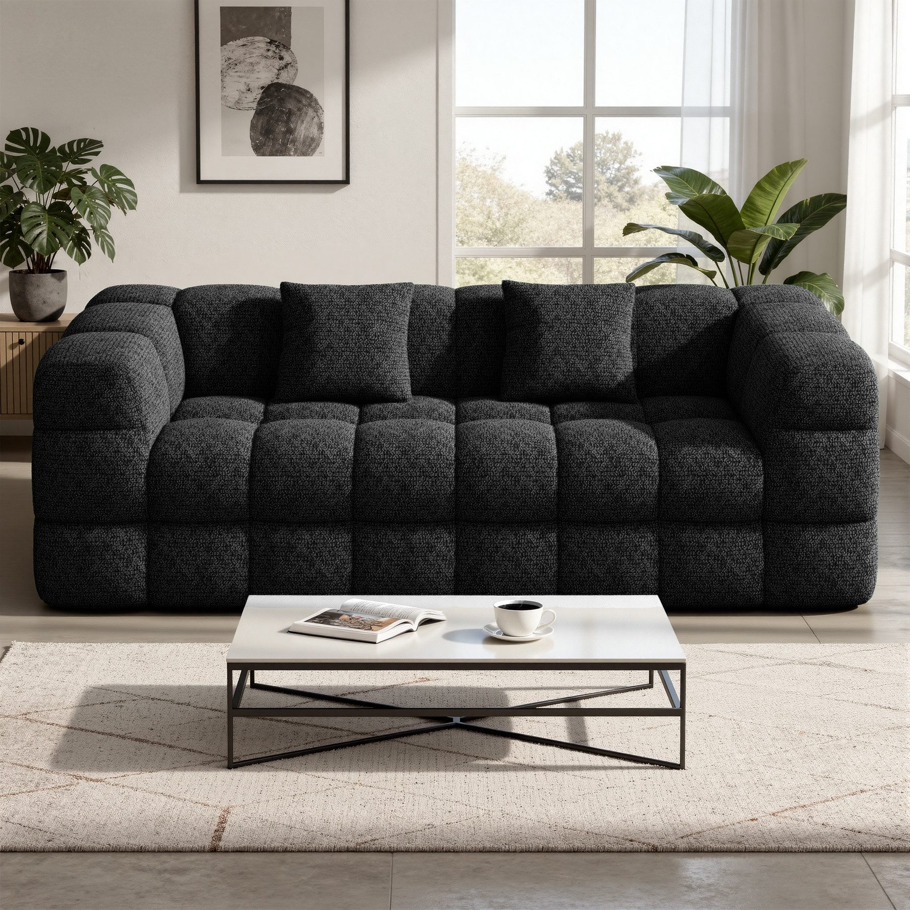 Aivermeil Sofa Montagefreies Wohnzimmersofa, minimalistisches Cloud-Sofa 190 cm, 1 Teile, aus weichem Chenille mit Tiefsitz, ideal für 2-3 Personen