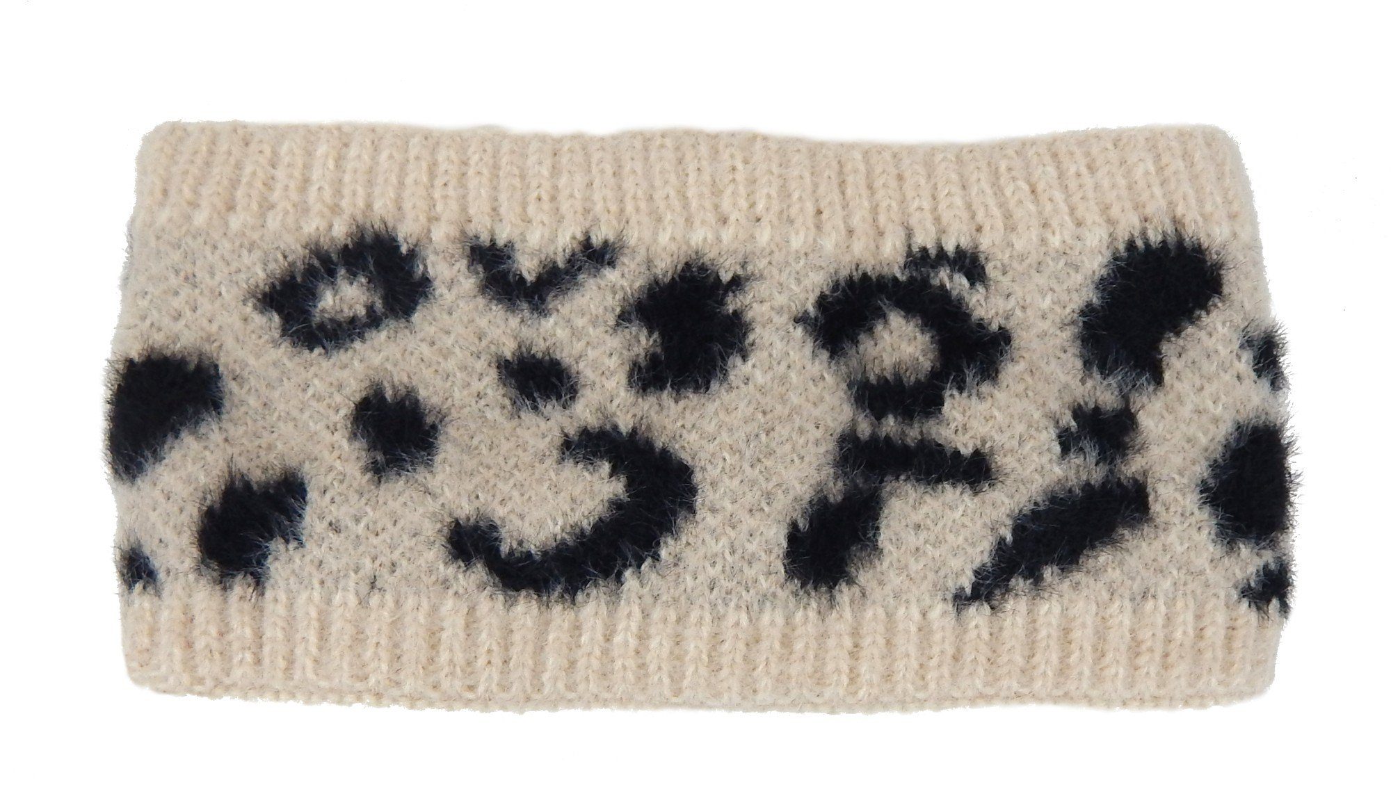Ella Jonte Stirnband Fleece gefüttert Design Beige im mit Leopard Winter Herbst