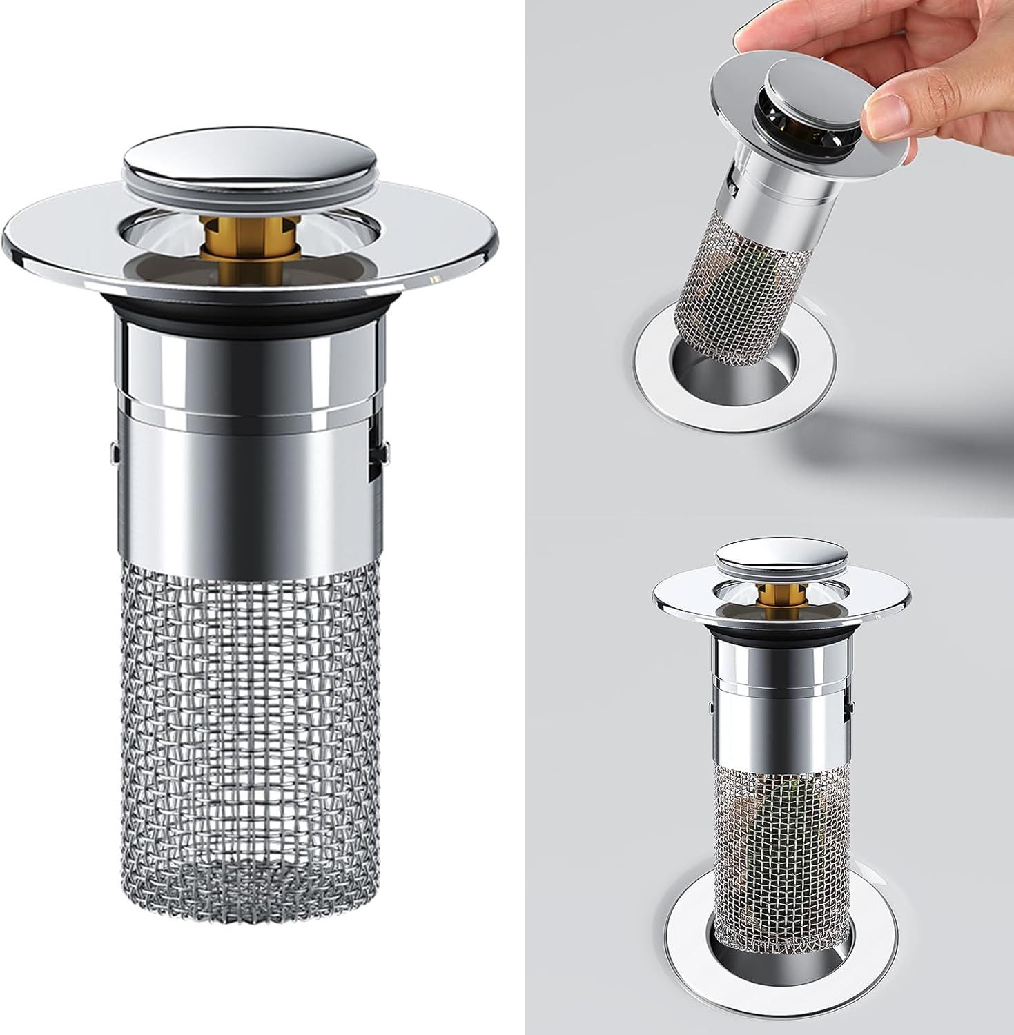 SinLaw Abflusssieb Edelstahl Bodenablauf Filter Rostfreim, Dusche & Küche Abfluss Sieb, (1-St), Ablaufsieb, Ablaufgitter, Bodenablauf