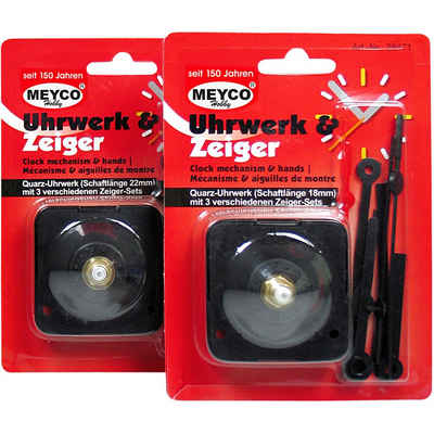 MEYCO Hobby Lineal Uhrwerk inklusive 3 Zeigersets, Schaftlänge 22 mm