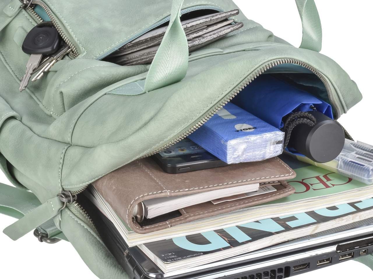 30x40cm mit Mad'l TONI Tagesrucksack, Freizeitrucksack Dasch, Damenrucksack Daypack mint Greenburry Notebookfach,
