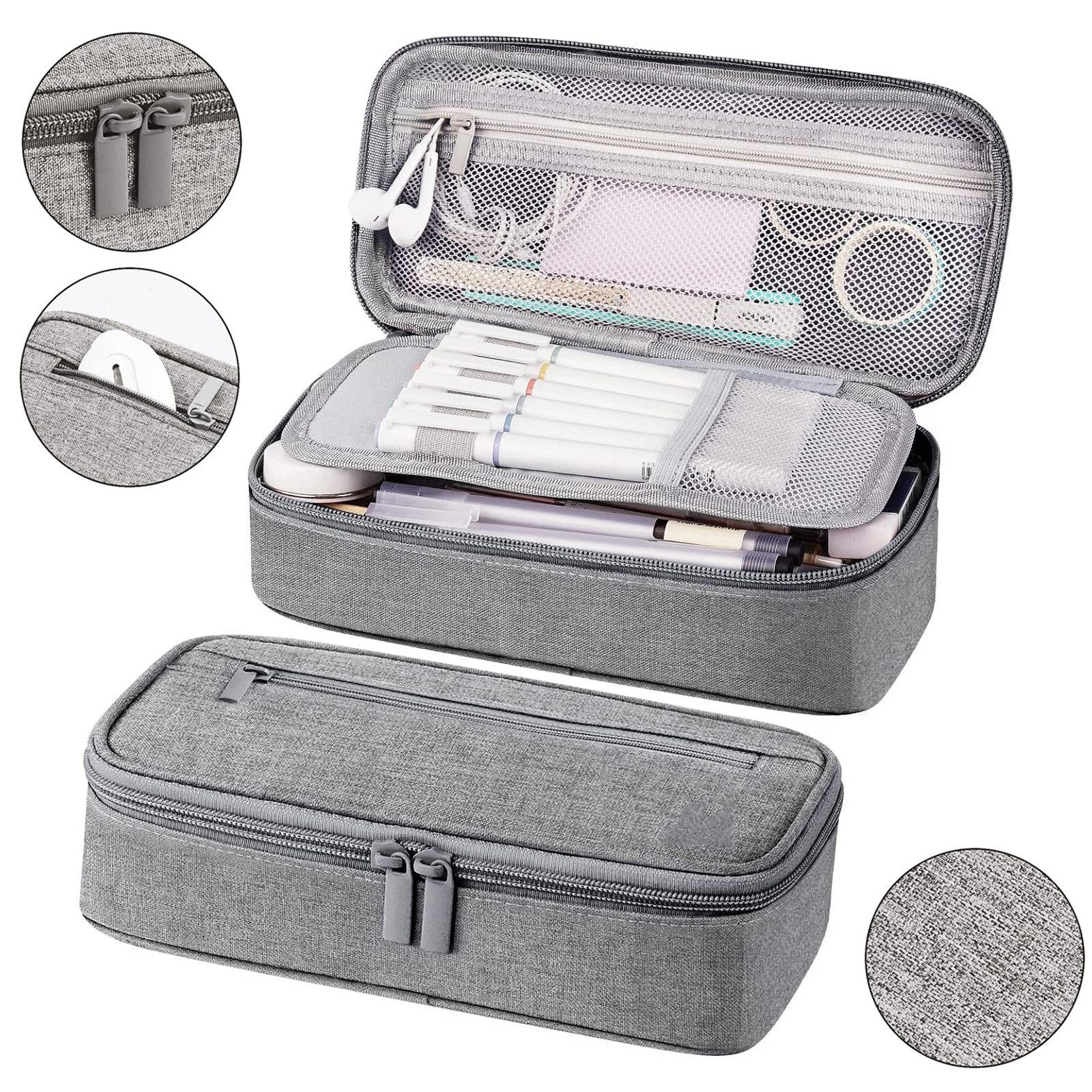 OKWISH Federmäppchen Groß Stifteetui Federtaschen Schreibgeräteetui, (Stifttasche mit Reißverschluss 5 Fach Große Kapazität, 1-tlg., Schreibwarenbeutel Bleistift-Organizer), für Damen Herren Schule Büro Arbeit Studenten Mädchen Jungen Geschenk