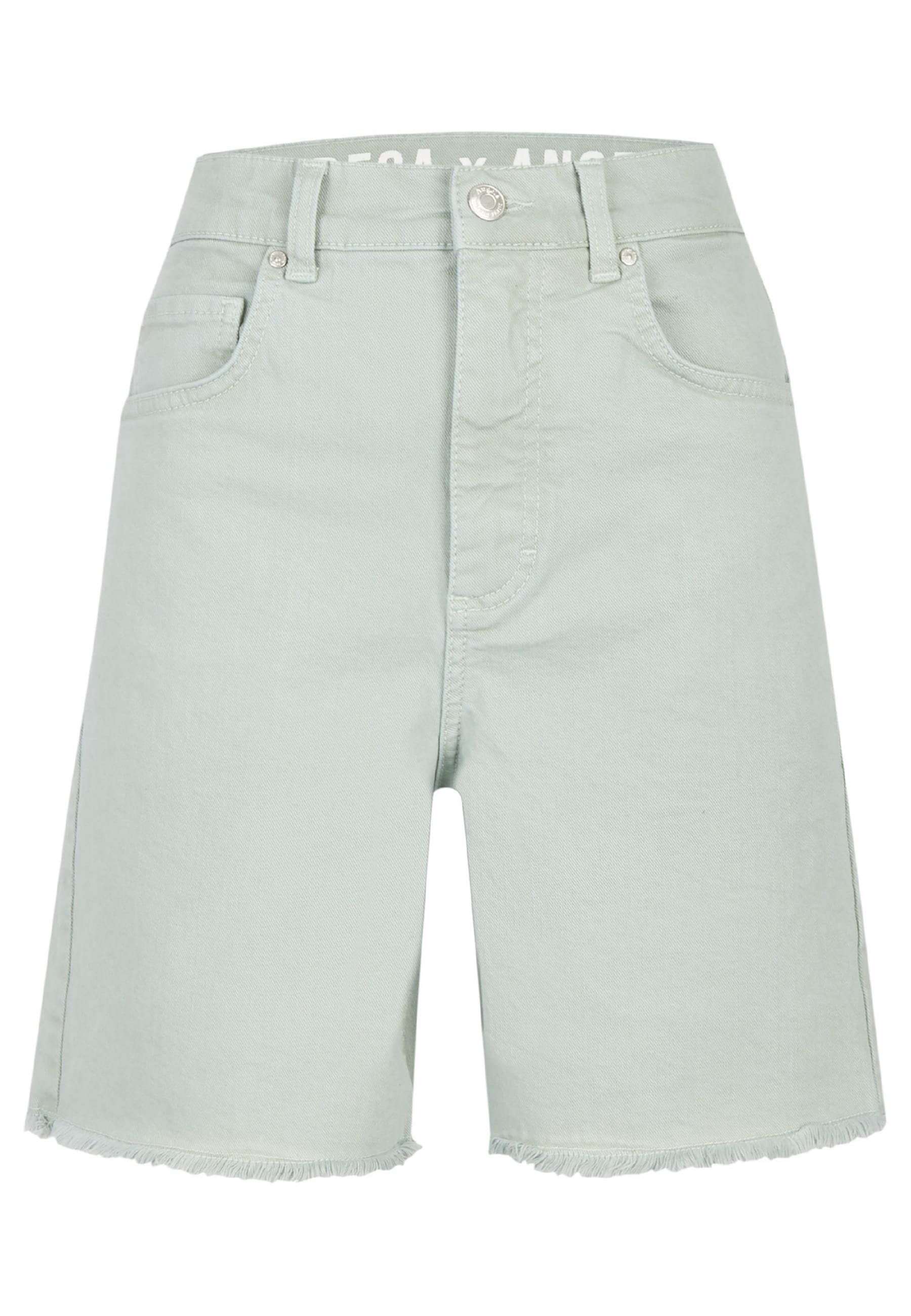 Denim unifarbenem Jeansshorts ANGELS Relax-fit-Jeans mint in Mila