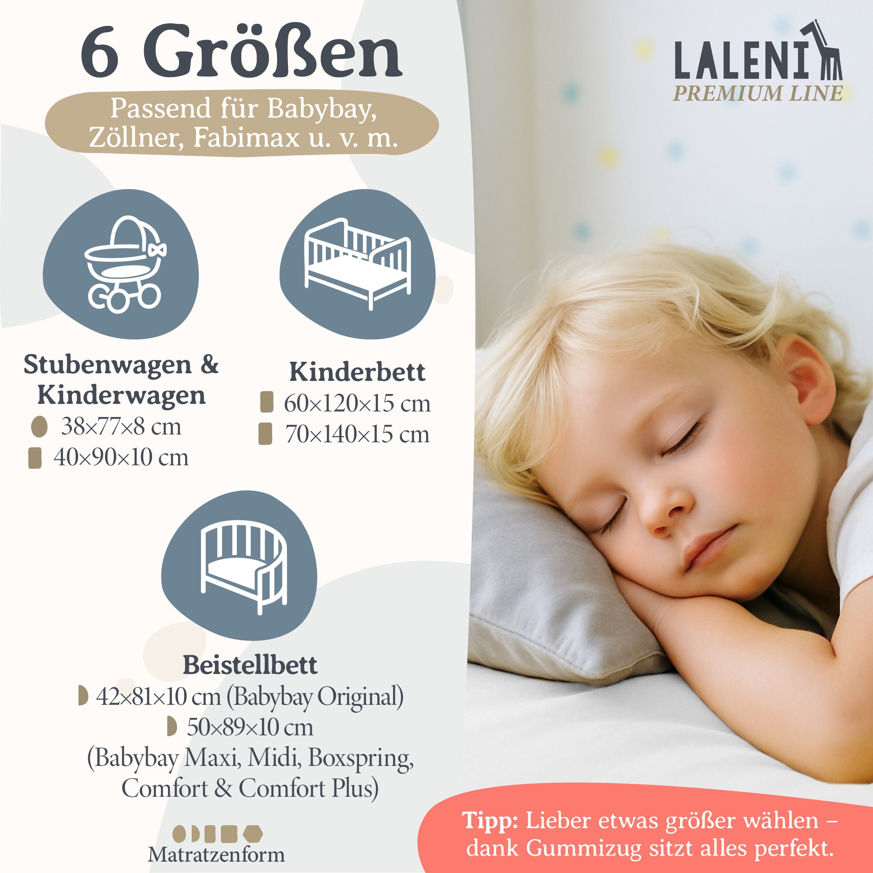 Laleni Spannbettlaken Premium für Beistellbett - Atmungsaktives Spannbetttu günstig online kaufen