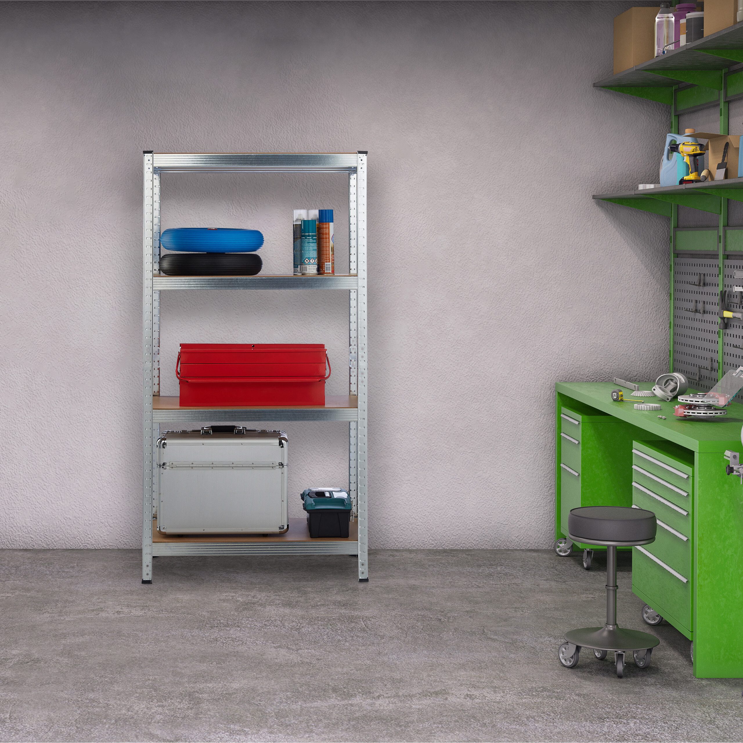 relaxdays Schwerlastregal Verzinktes Schwerlastregal mit 4 Böden günstig online kaufen