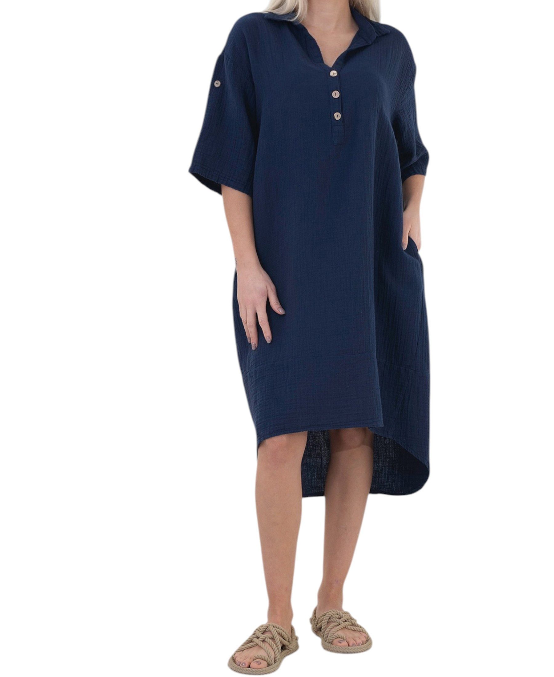 WENOR Blusenkleid Musselin, Rückenausschnitt, 100 % Baumwolle, günstig online kaufen