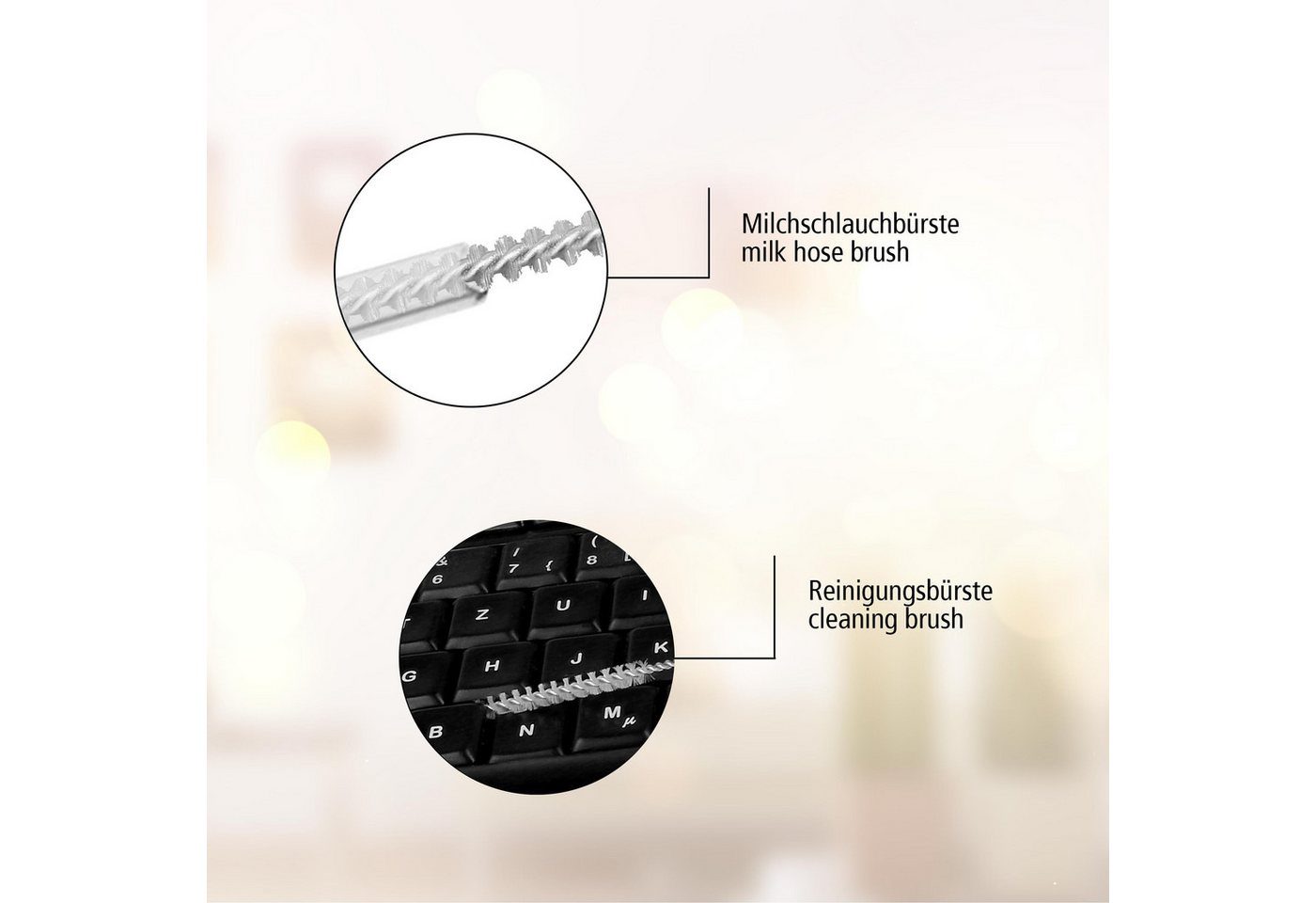 Thumbnail - Lantelme Reinigungsbürsten-Set 5mm und Reinigungspinsel Milchschlauchbürsten 50cm Küchenpinsel