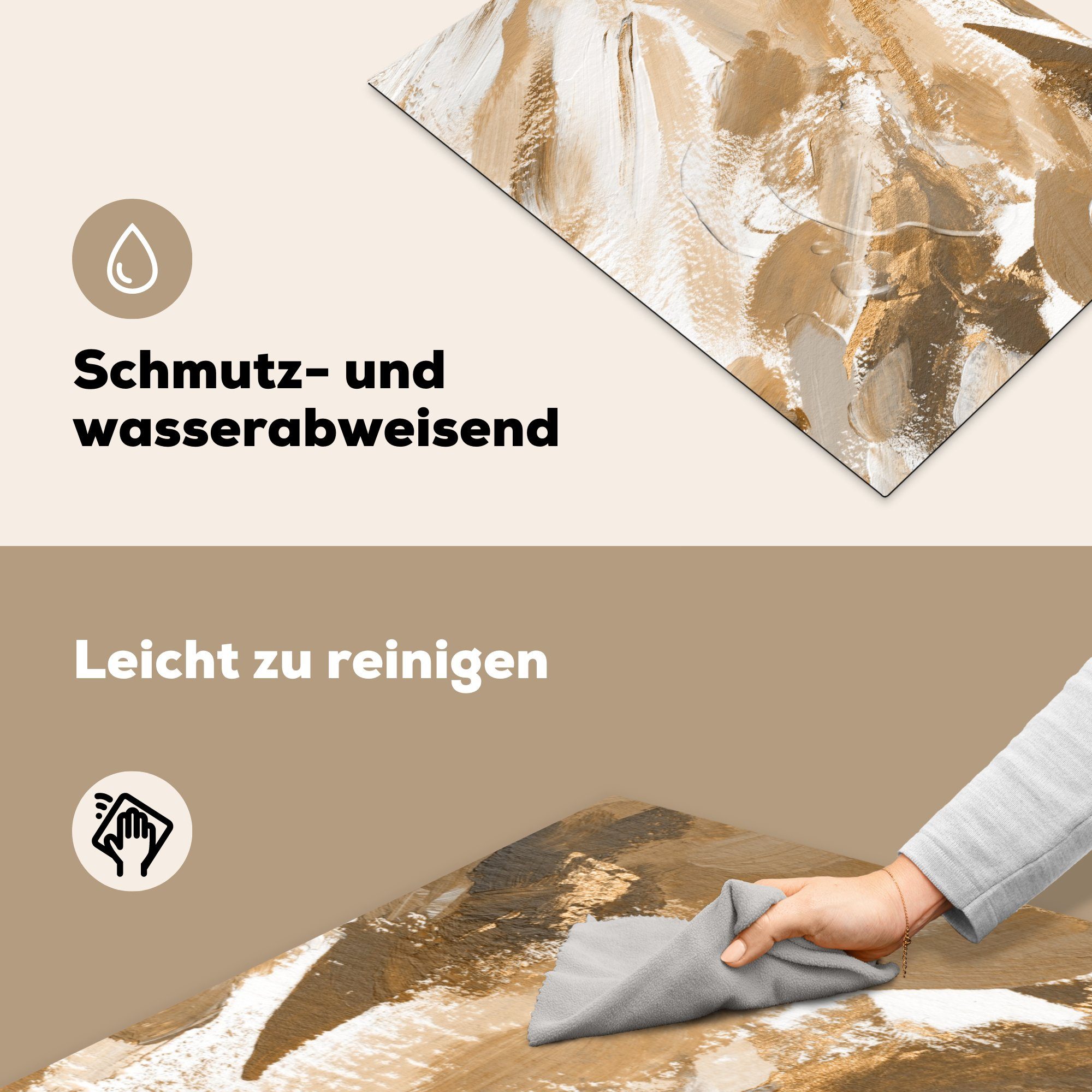 MuchoWow Induktionskochfeld für Grau, die cm, 71x52 - Farbe Vinyl, Ceranfeldabdeckung (1 Schutz Braun - küche, tlg), Herdblende-/Abdeckplatte