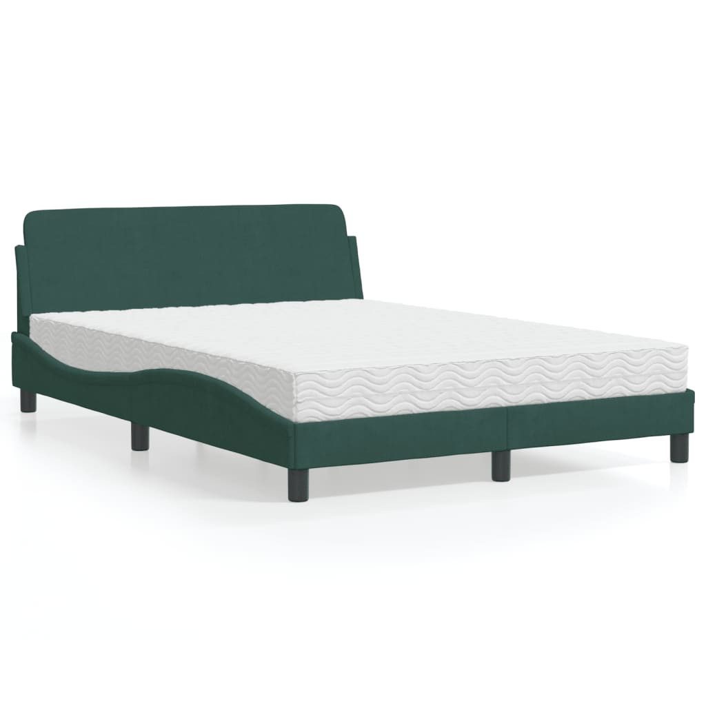 vidaXL Bett Bett mit Matratze Dunkelgrün 140x190 cm Samt