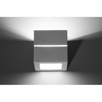 SOLLUX lighting Deckenleuchte Wandlampe Wandleuchte Keramik LEO LINE, 1x E27, ca. 14x14x14 cm