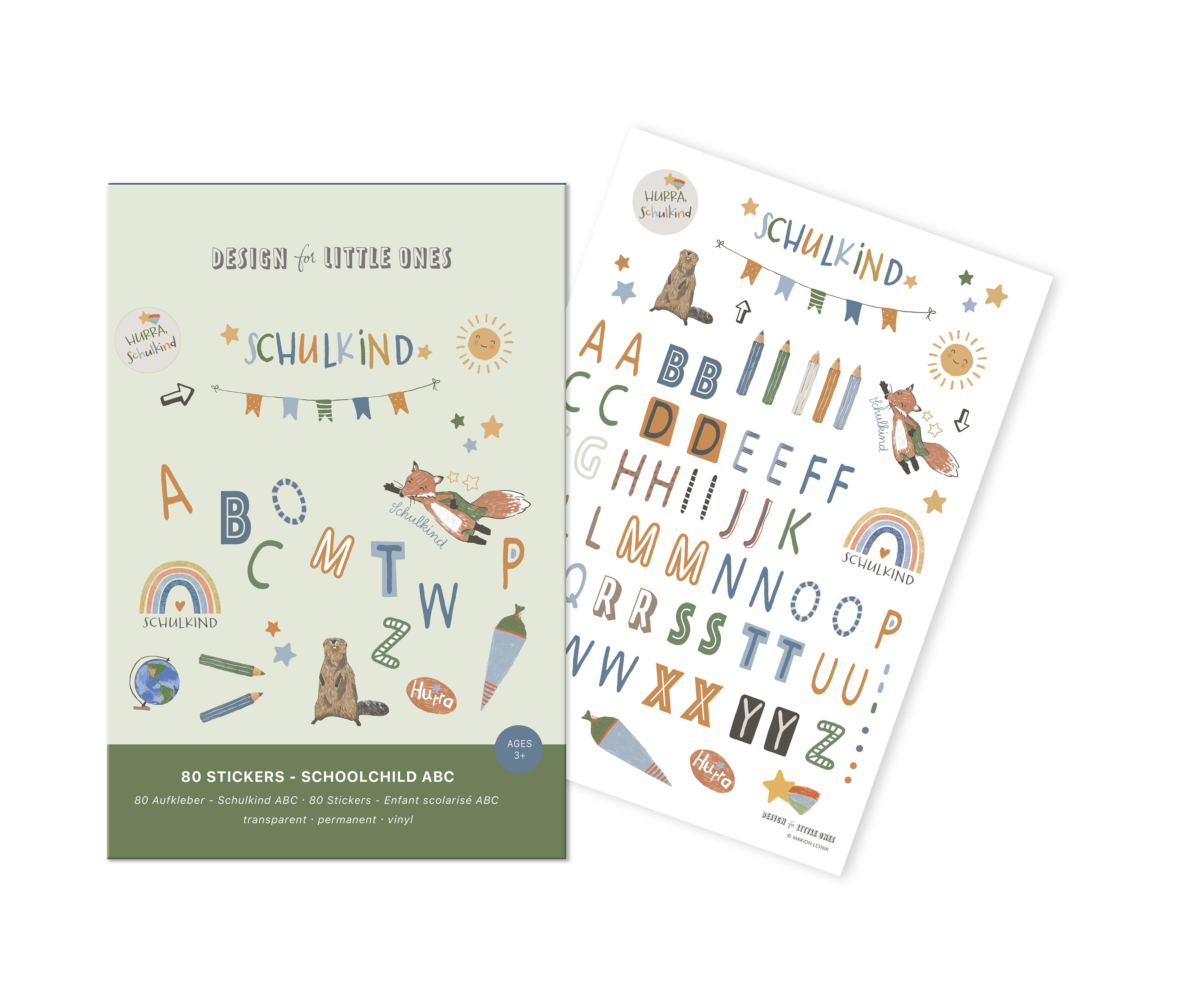 Sticker bunte Alphabet Sticker und mehr, transparente, Geschenkidee
