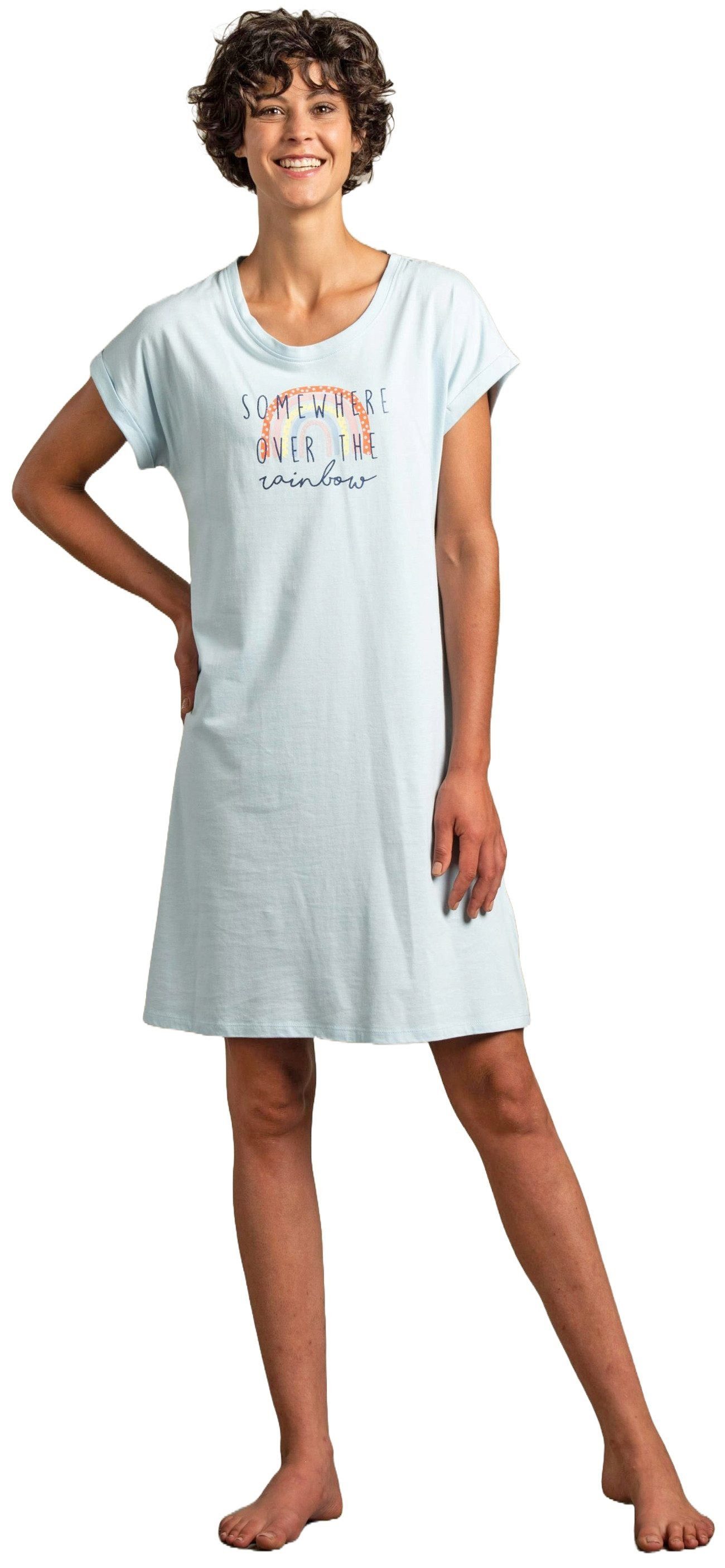 Eskimo Nachthemd Damen Schlafshirt mit kurzem Arm (1-tlg) Baumwolle