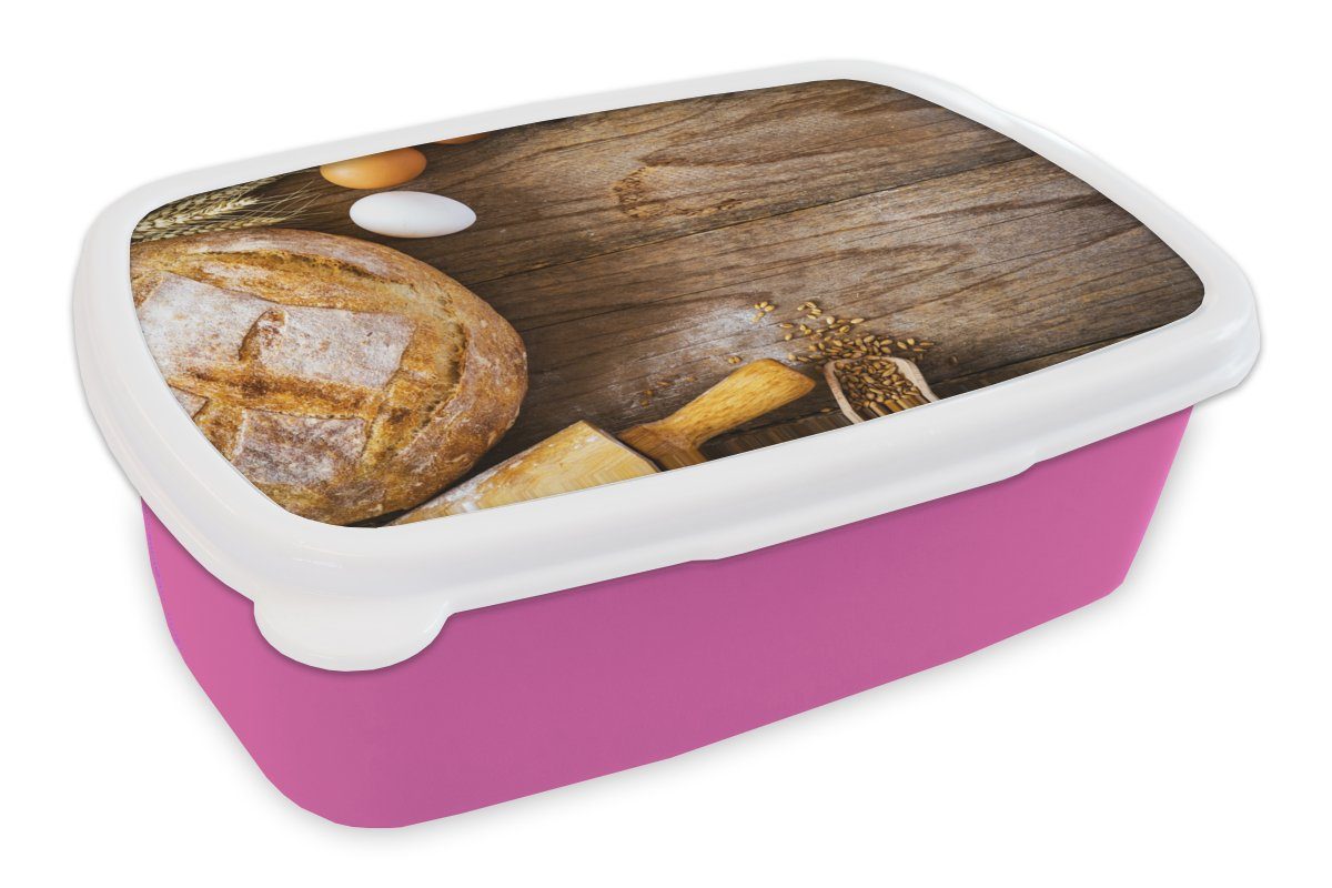 Küche, MuchoWow Kinder, - Kunststoff Brot - Eier Snackbox, (2-tlg), Mädchen, für Kunststoff, rosa Lunchbox Brotdose Erwachsene, Brotbox