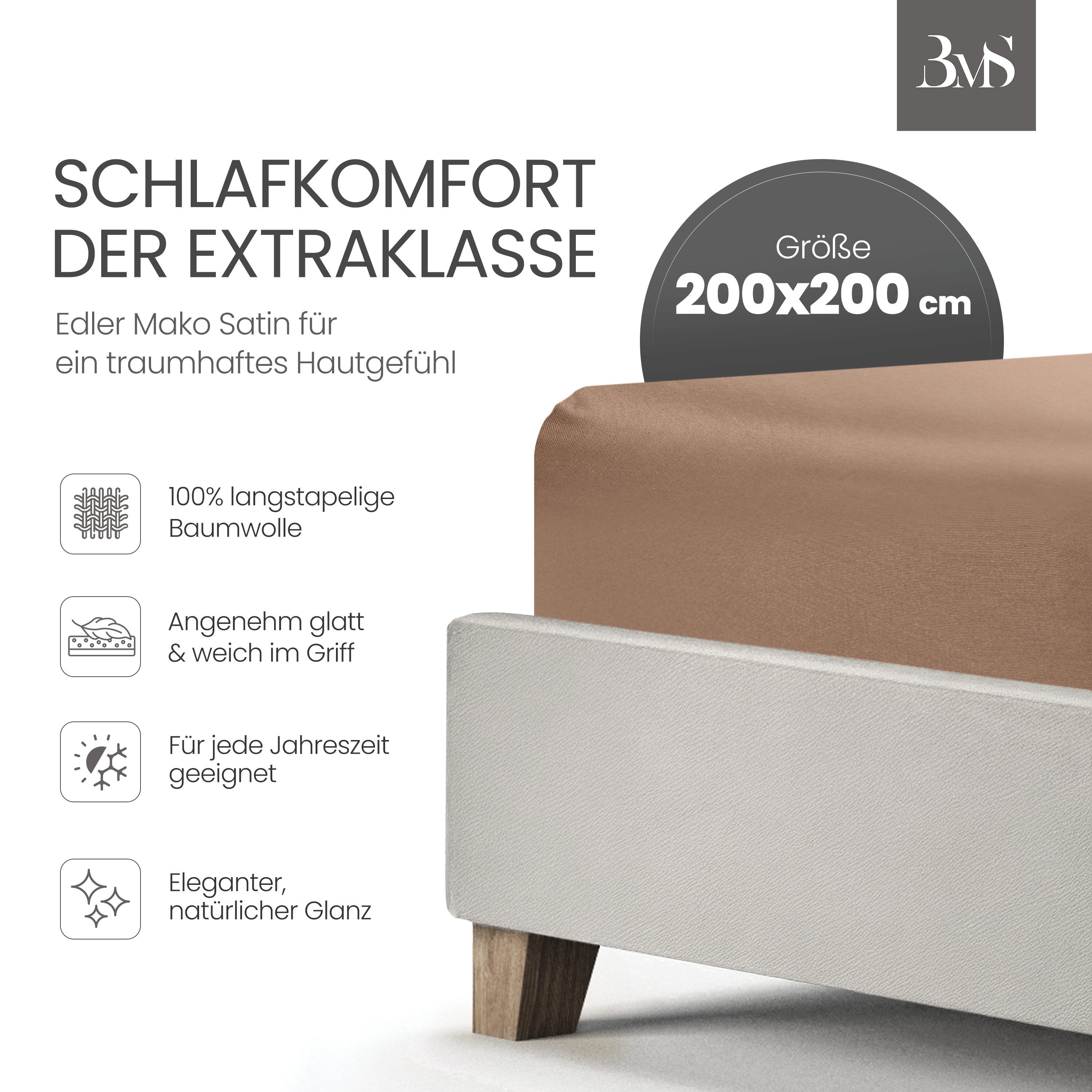 BETTWAESCHE-MIT-STIL Spannbettlaken Mako Satin Spannbettlaken, Topper günstig online kaufen