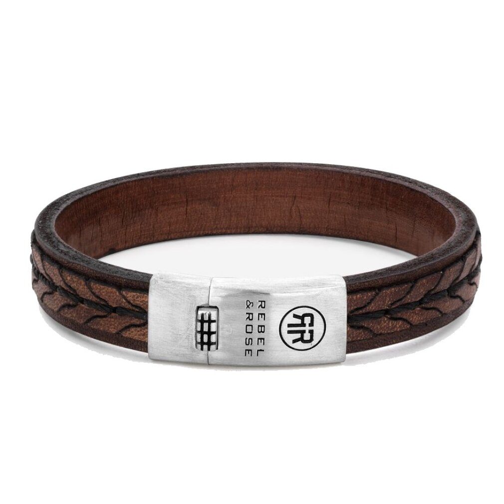 Rebel & Rose Armband Herren Lederarmband gestrandet Cognac RR-L0079-S Abmessung: 19 cm L