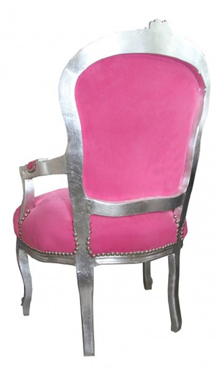 Stuhl Mod1 Padrino Salon Rosa Antik Besucherstuhl Casa - Barock / Silber Design