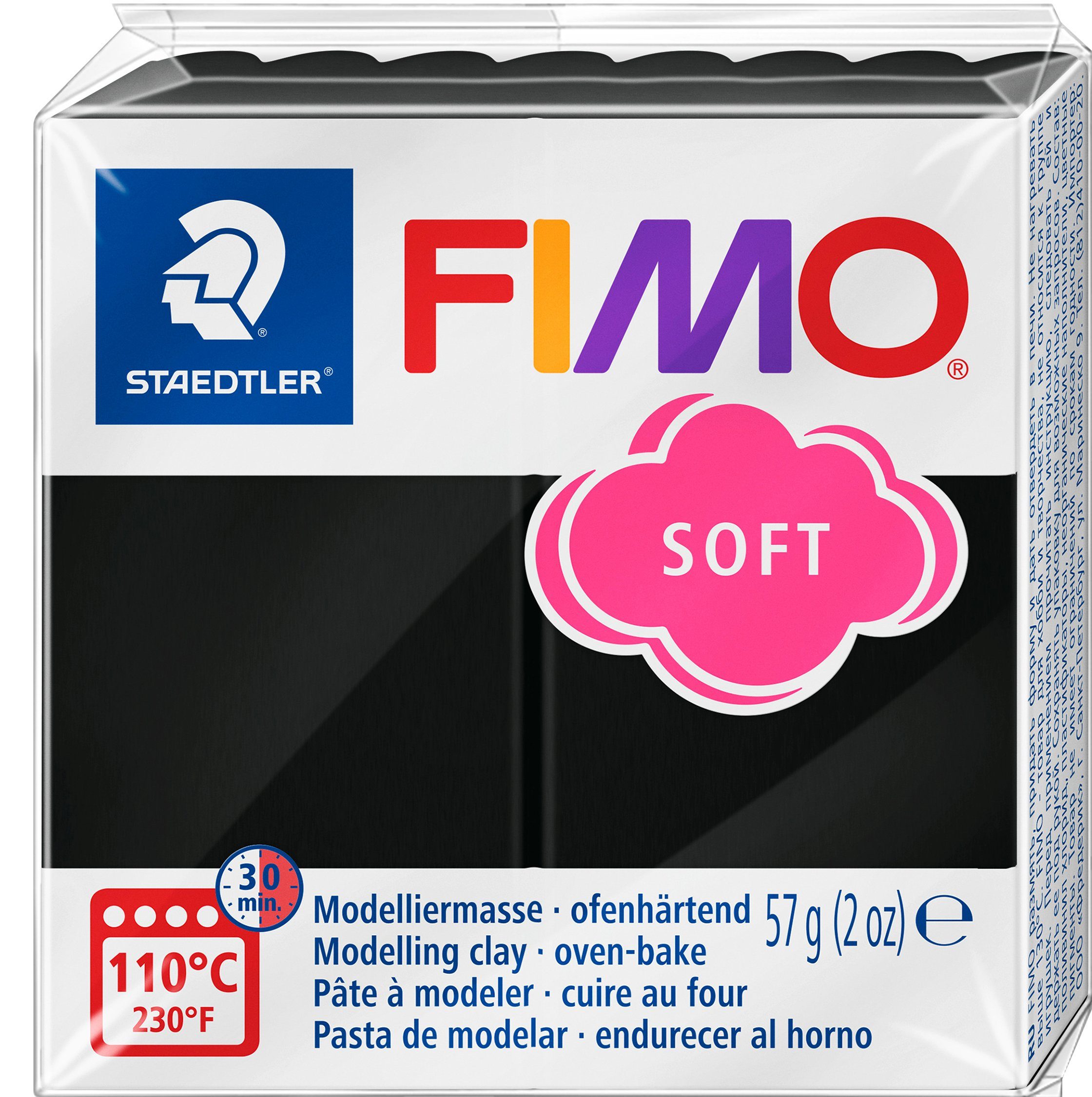 FIMO Modelliermasse soft Basisfarben, 57 g Schwarz | Modelliermasse