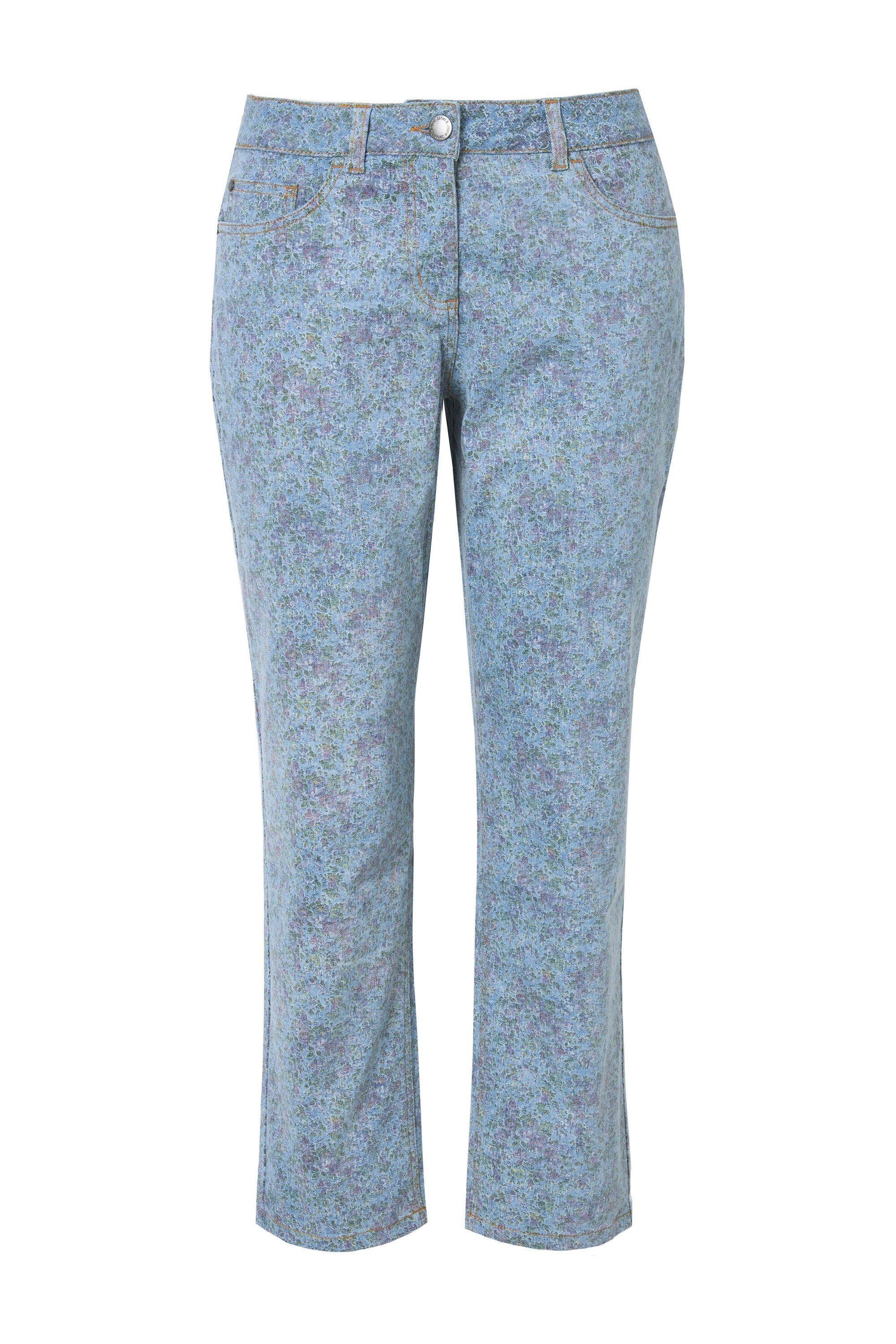 Janet & Joyce Regular-fit-Jeans Jeans Blumenmuster 5-Pocket