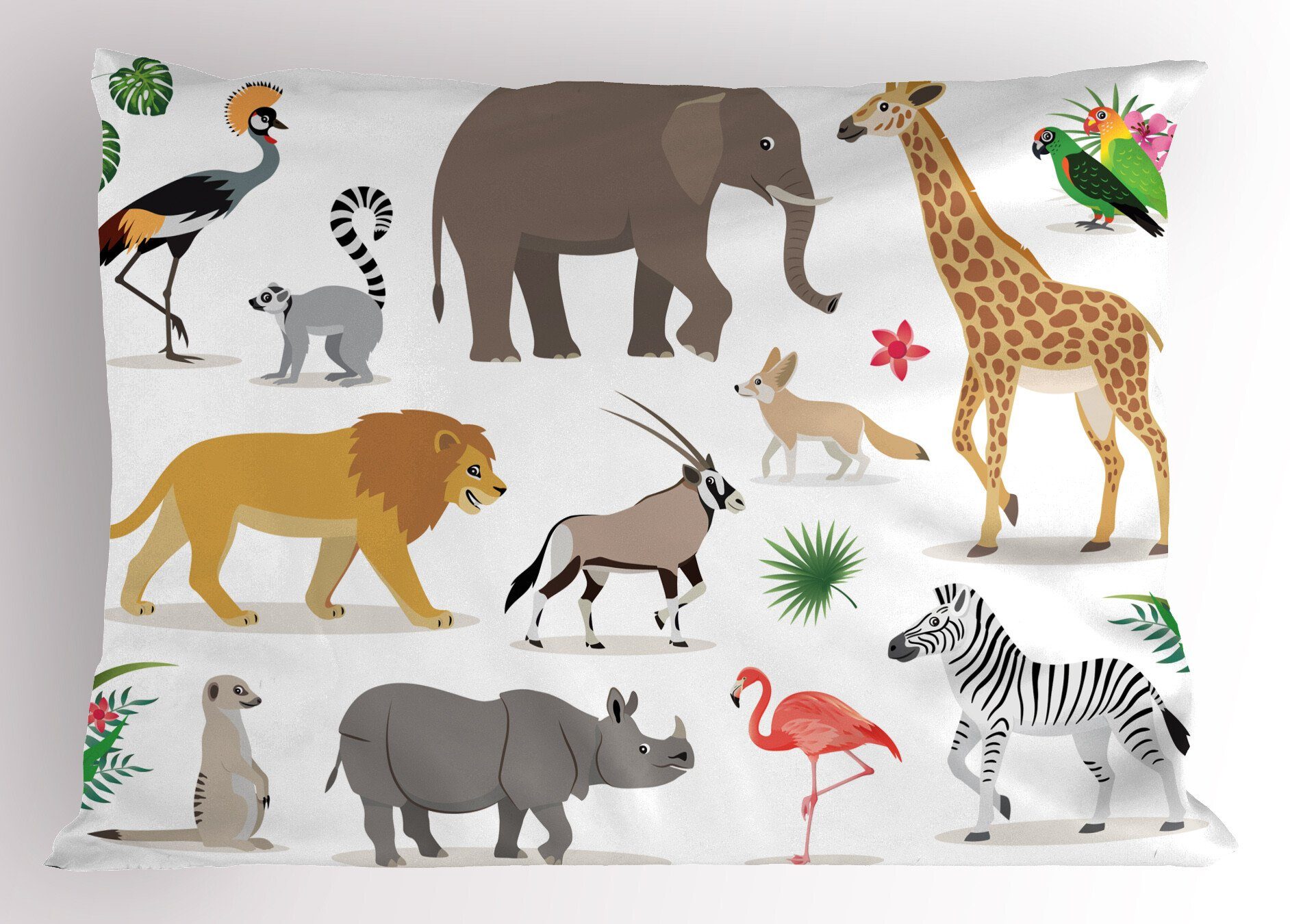 Dekorativer (1 Lemur Creatures Stück), Standard Abakuhaus Kissenbezüge King Kissenbezug, Tropic Gedruckter Size Grafik