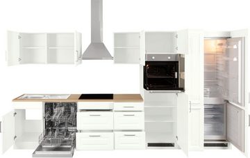 HELD MÖBEL Küchenzeile Stockholm, Breite 370 cm, mit hochwertigen MDF Fronten im Landhaus-Stil
