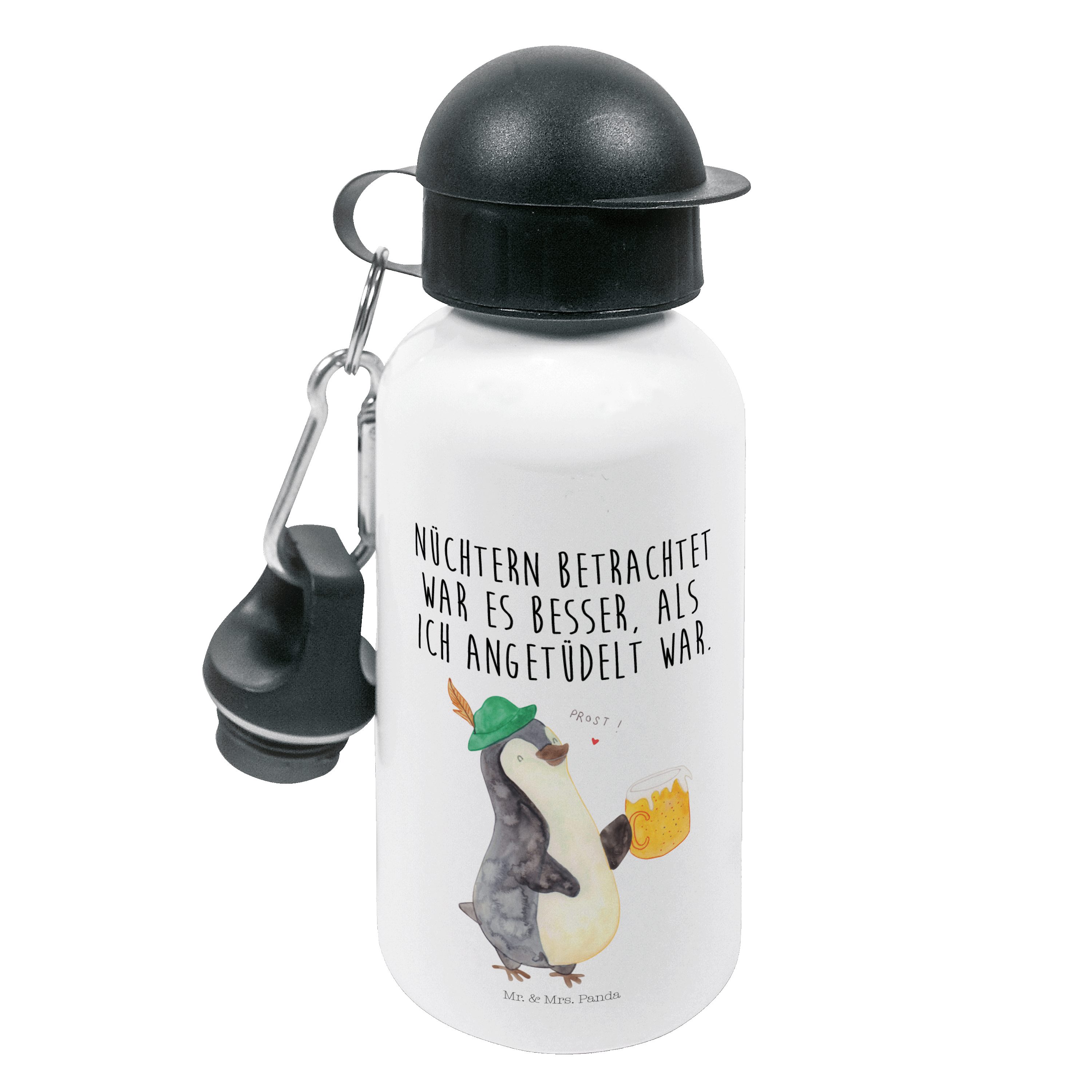 Mr. & Mrs. Panda Trinkflasche Trinkflasche, Bier M - Weiß Kinder Geschenk, Pinguin - Kinderflasche