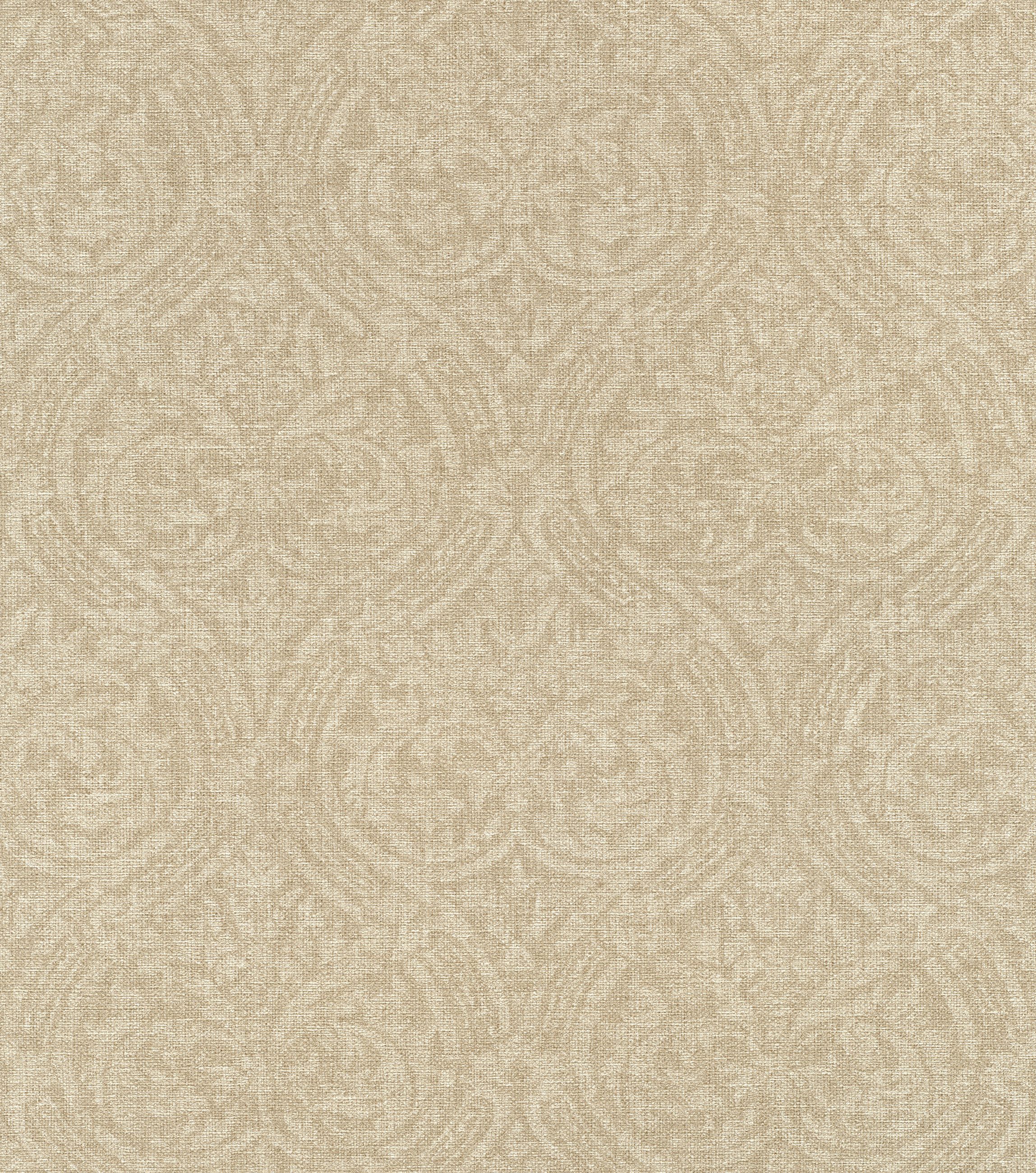 Rasch Vliestapete Barock - Vinyltapete Beige Grau, Leinenoptik, Klassisch, (1 Rolle, 1 St., Kollektion Atelier Tissé - 10,05 m x 0,53 m), gute Lichtbeständigkeit, feucht abwischbar, restlos abziehbar