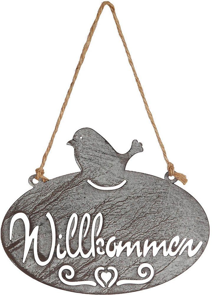 Ambiente Haus Gartenstecker Willkommen Schild mit Vogel (B) 20cm (1-St) günstig online kaufen