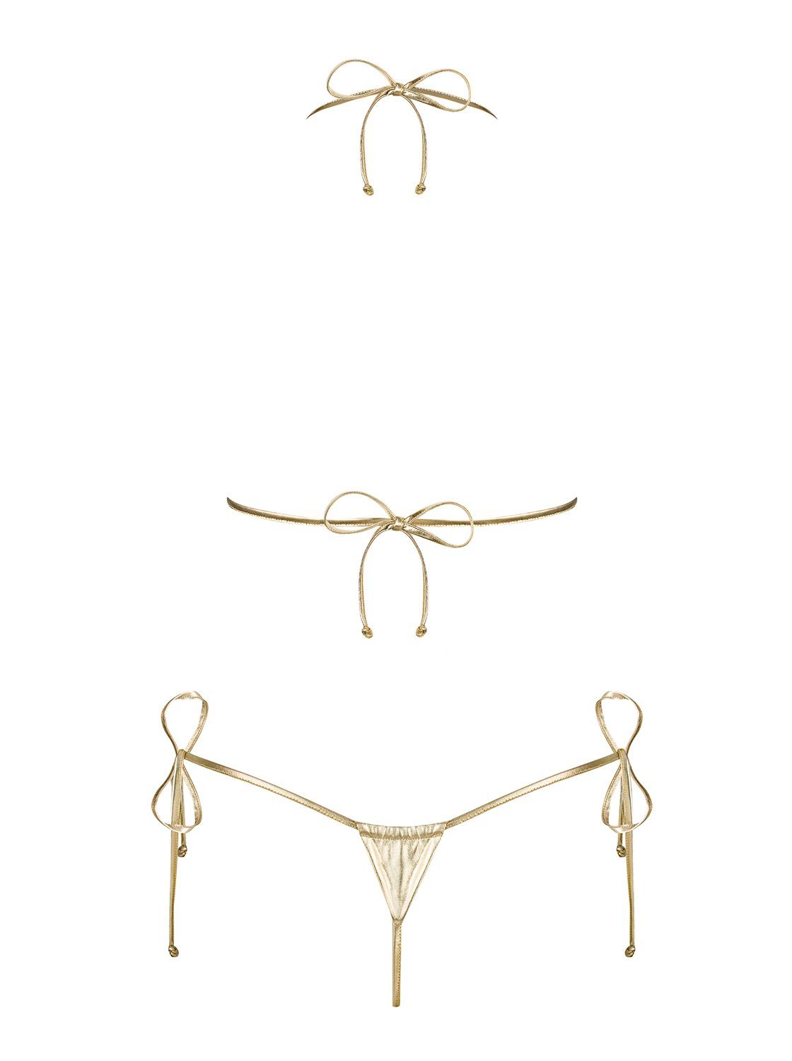Push-Up-Bikini goldfarben (Set) zum Mikro-Bikini Schnüren Obsessive