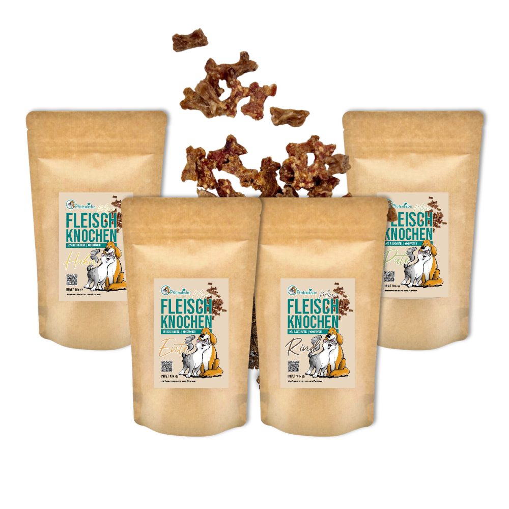 Pfotenliebe Mini-Fleischknochen Probierpaket, Snack für: Katzen, Hunde