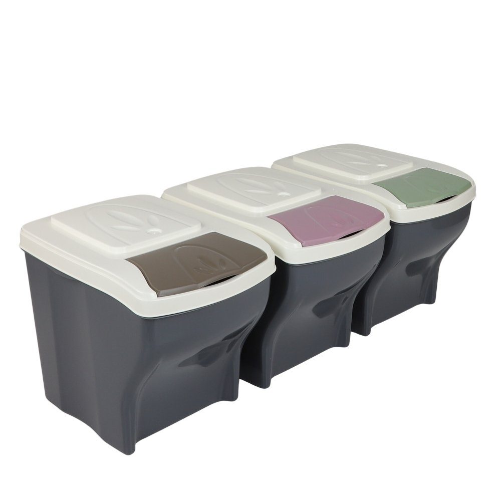 GarPet Mülltrennsystem Mülltrennsystem Küche 3 Fach 60er Unterschrank 3 x 20 L Müll Eimer