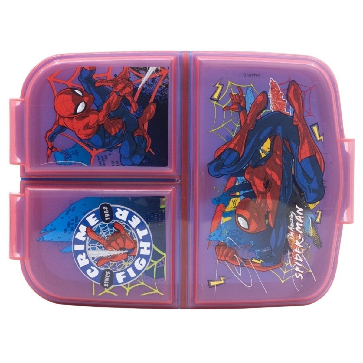 Spiderman Lunchbox Spiderman Kinder Brotdose Lunchbox mit 3 Fächern & tollem Design, 100% Kunststoff, (1-tlg)