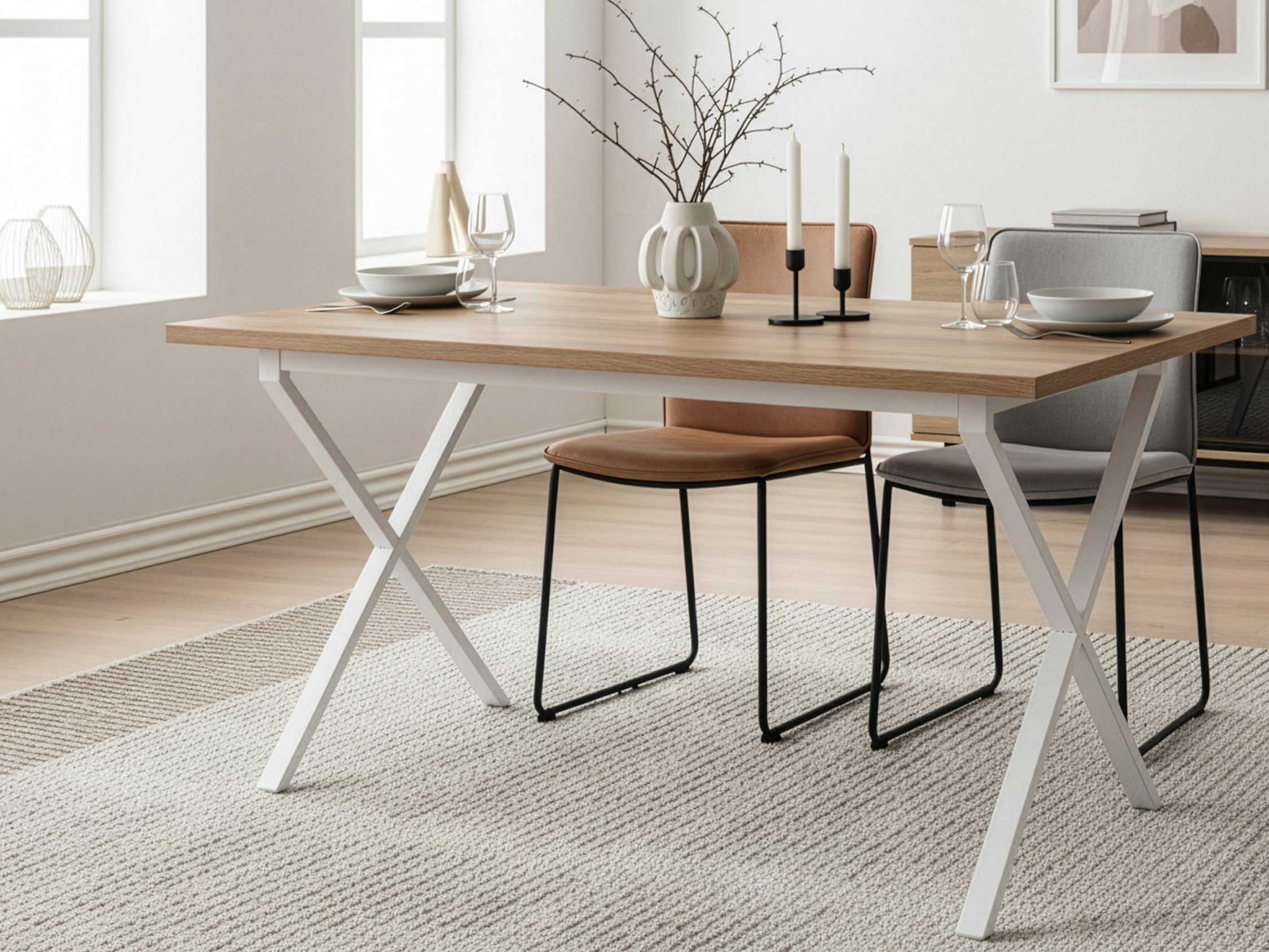 B&D home Esstisch SAMUEL, X-Gestell, weiß