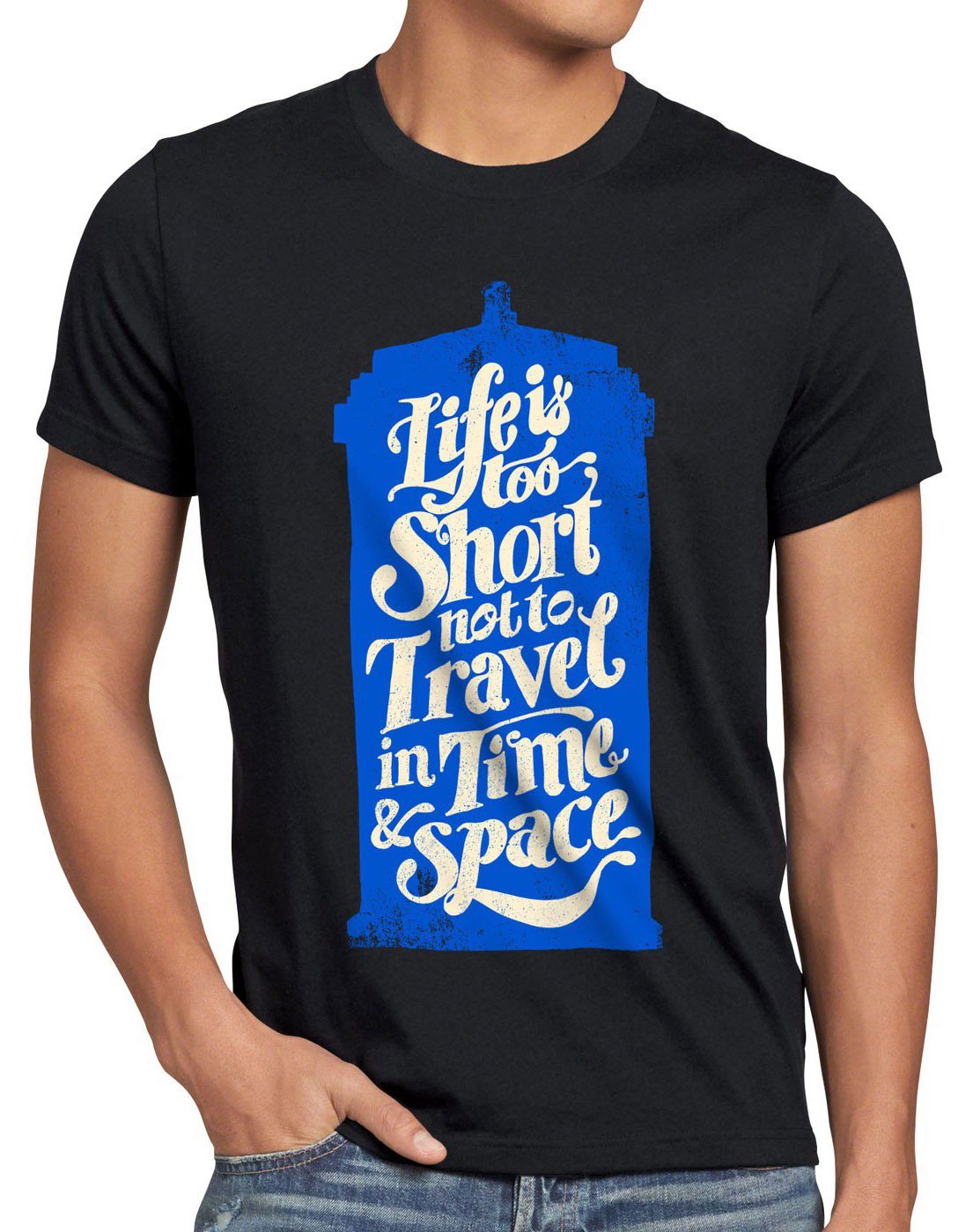 style3 Print-Shirt Herren T-Shirt Time Doctor who doktor dalek dr. tardis police box uk zeitreise schwarz