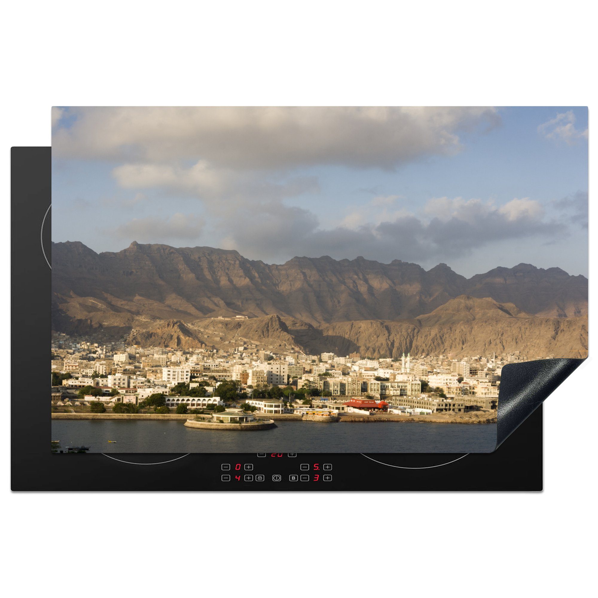 MuchoWow Herdblende-/Abdeckplatte Alte Stadt im Jemen, Vinyl, (1 tlg), 81x52 cm, Induktionskochfeld Schutz für die küche, Ceranfeldabdeckung