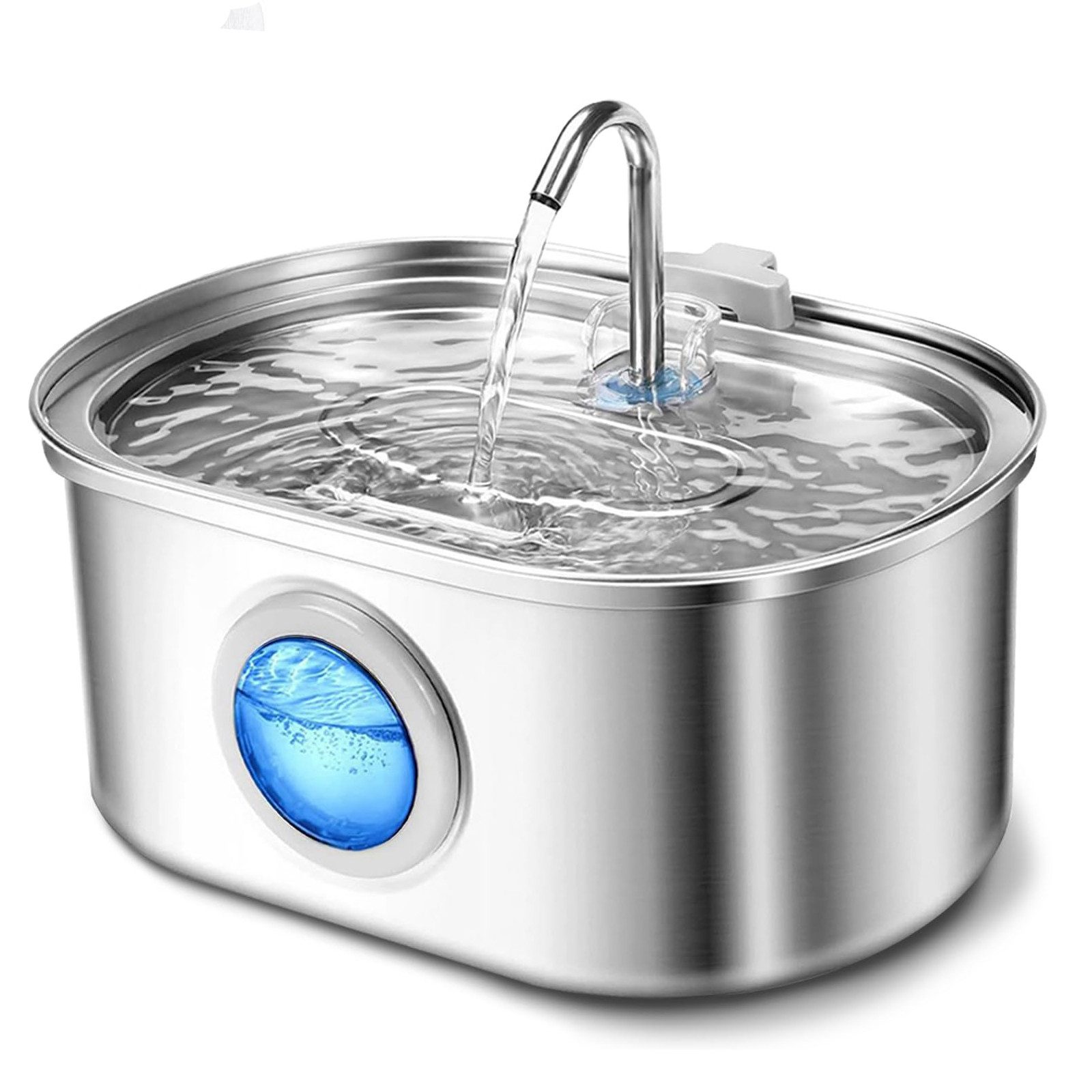 BlingBin Trinkbrunnen 2.2L/3.2L Katzenbrunnen Edelstahl, Wasserspender Für Katze und Hunde 3.2 l, Super Silent Wasserbrunnen für Katzen, mit Wasserstandsfenster