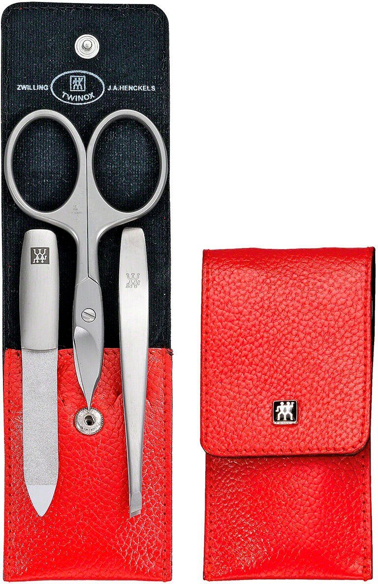 Zwilling Maniküre-Etui COMPETENCE 3 mit DRUCKKNOPF-ETUI, TWINOX tlg., rot ASIAN Kombischere